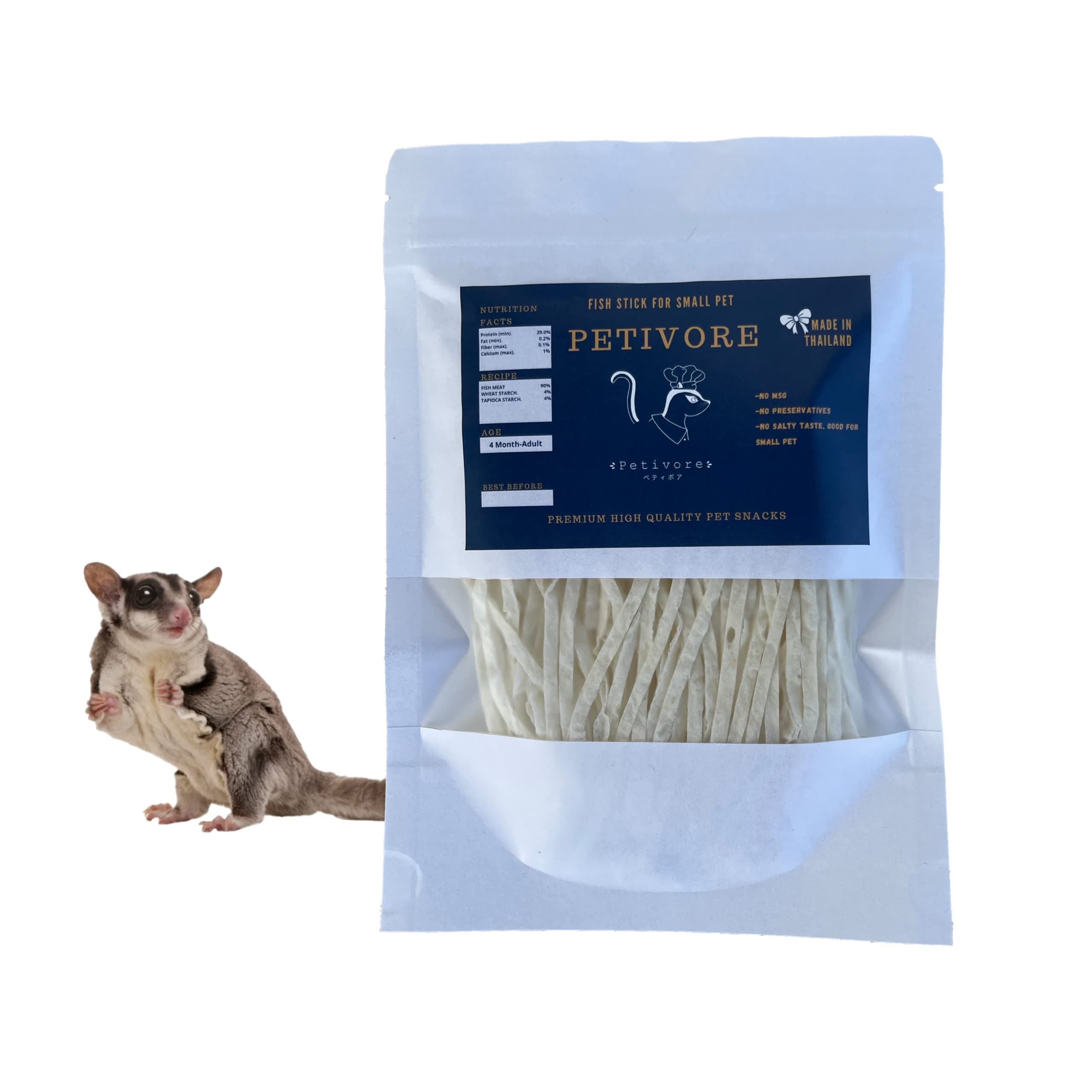 Premium Fish Stick for Sugar Glider and Small Exotic Pet - Made from Real Fish - Hamster, Squirrel, Chinchillas, Marmoset - Favorite Treats, Snacks and Food (35g)