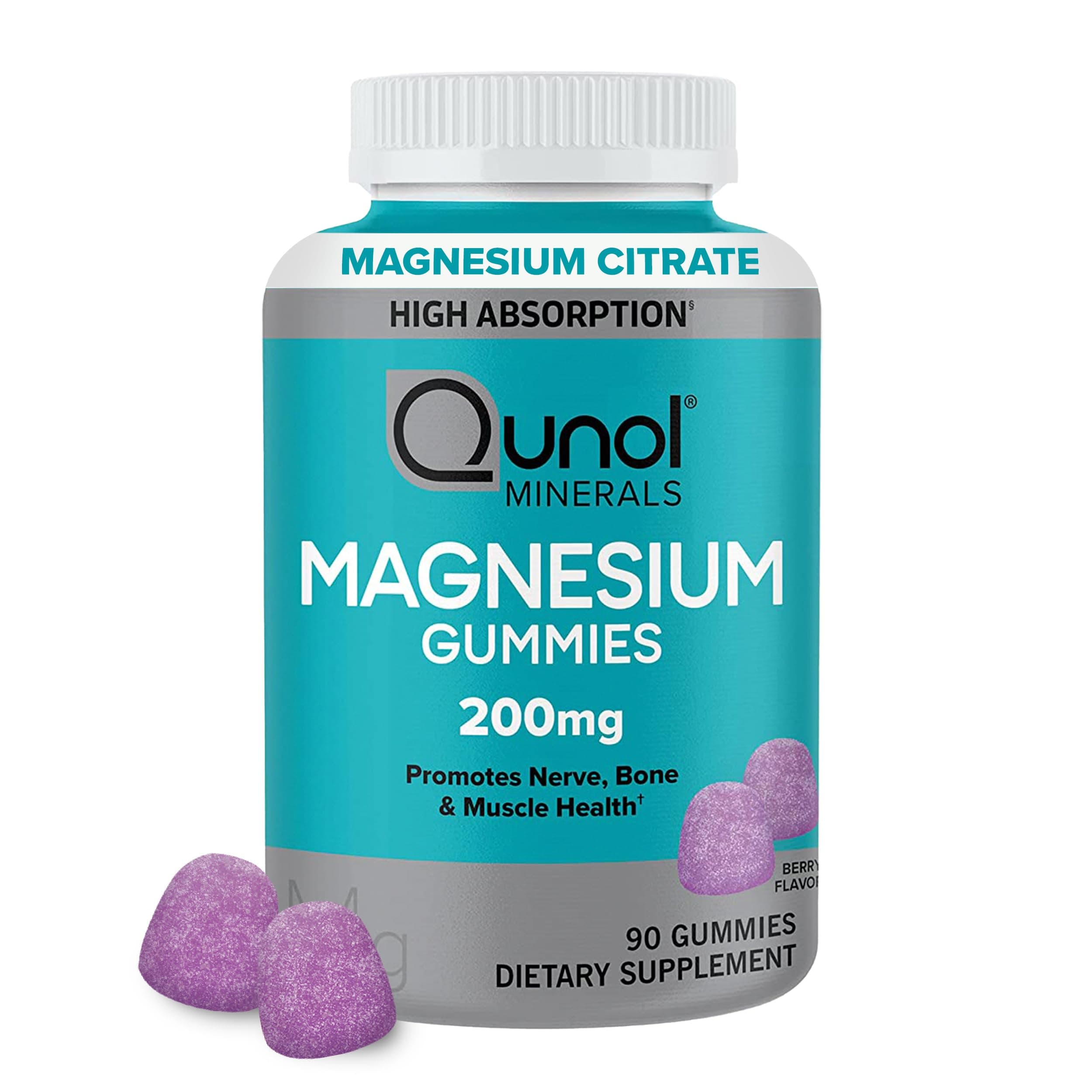 Magnesium Gummies for Adults, 200mg Magnesium Citrate High Absorption Supplement, Supports Nerve/Bone Health, Muscle Health, Vegetarian, 90 Count (pack of 1)