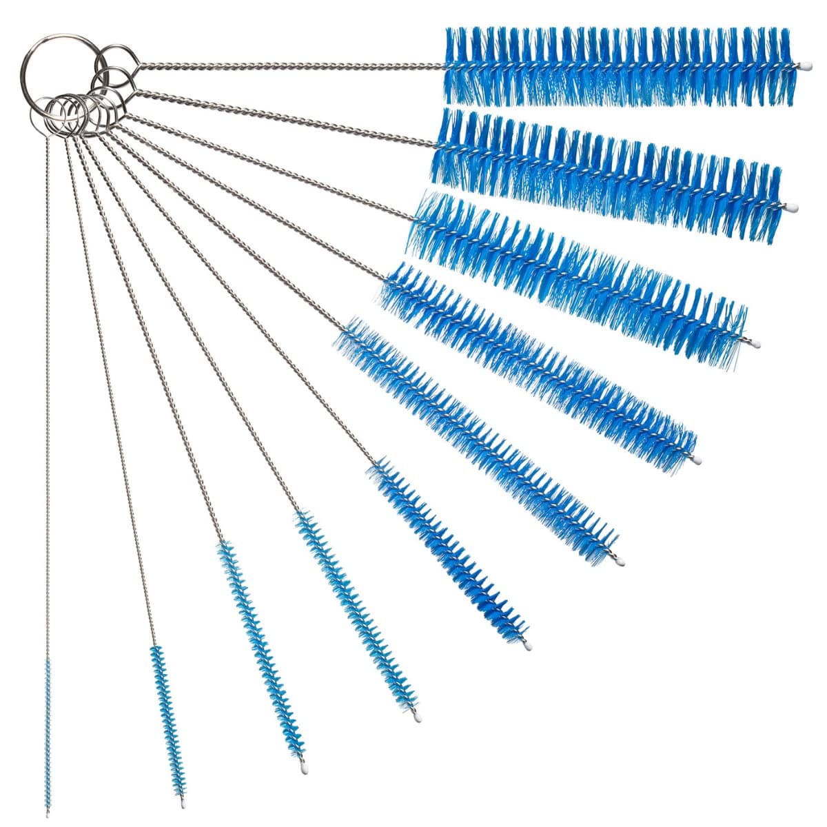 10" Tube Cleaning Brush Set, 10 Pack, Extra Long Nylon Straw Brushes with Flexible Handles for Bottles, Cleaning Straws, Pipe Cleaners, Keyboard, Glass, Guns, Detailing and Deep Cleaning, Blue