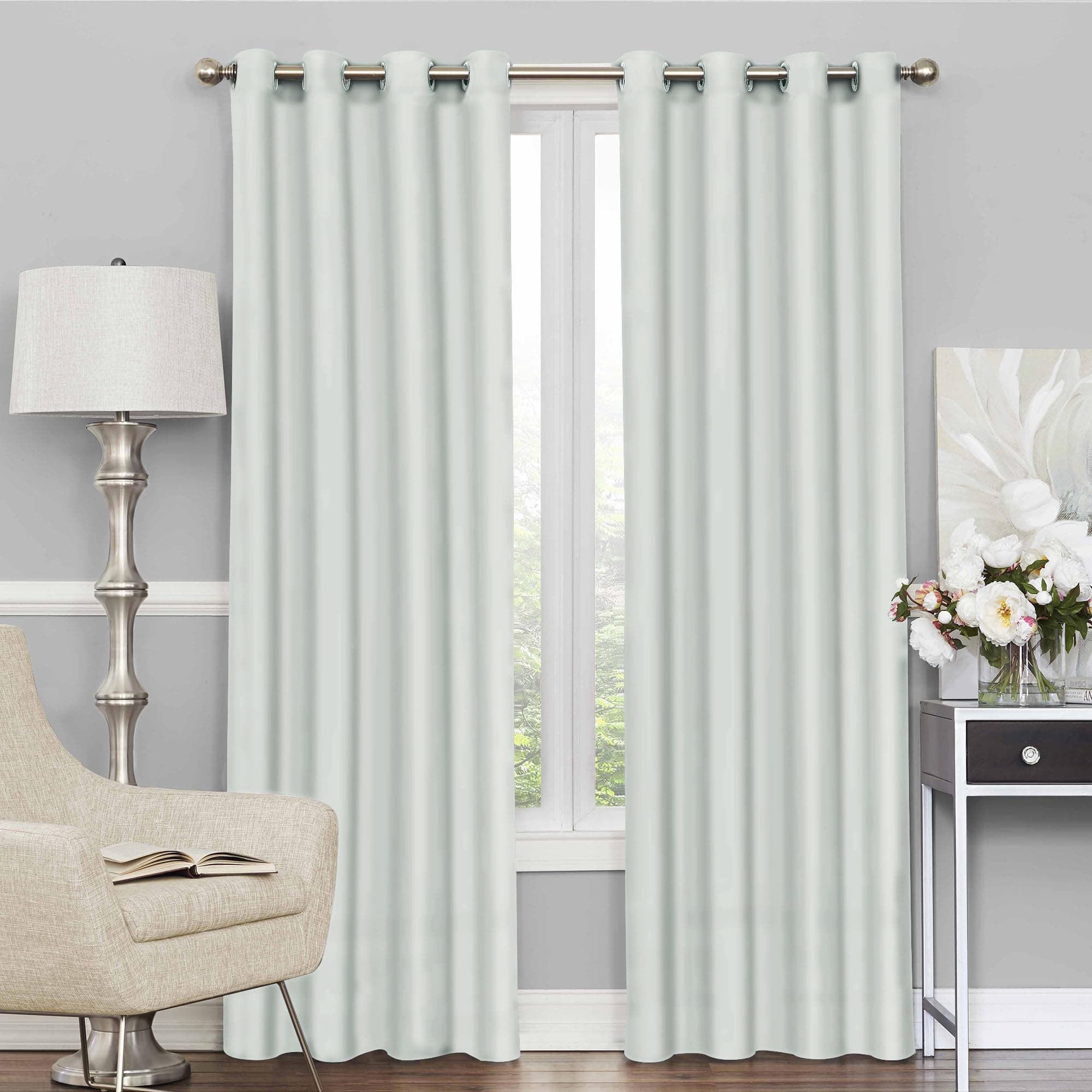 Story@Home 215 CM Premium Faux Silk Solid Pattern 100% Blackout Grommet Door Curtain, Grey, Pack Of 2