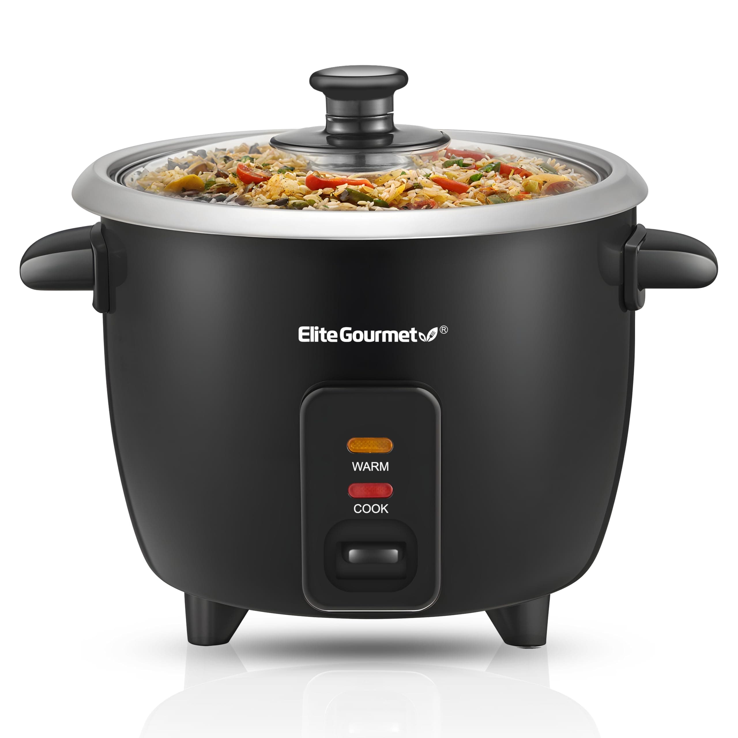 Elite Gourmet ERC003B Electric Rice Cooker with Automatic Maintenance for Soups, Stews, Beans, Hot Cereal, 6 Cups Cooked (3 Cups Uncooked) Black