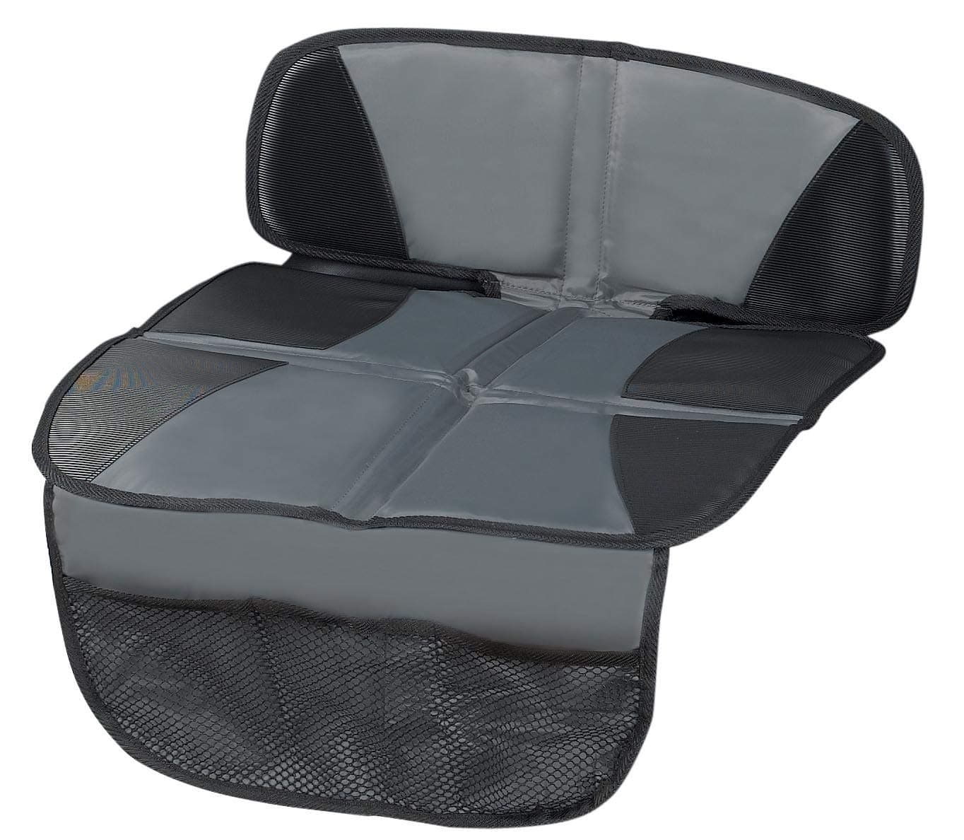 Car Seat Protector - Seat Protection Mat - Thick Padding - Durable, Waterproof Fabric, Leather Reinforced Corners & 3 Pockets for Handy Storage Gray
