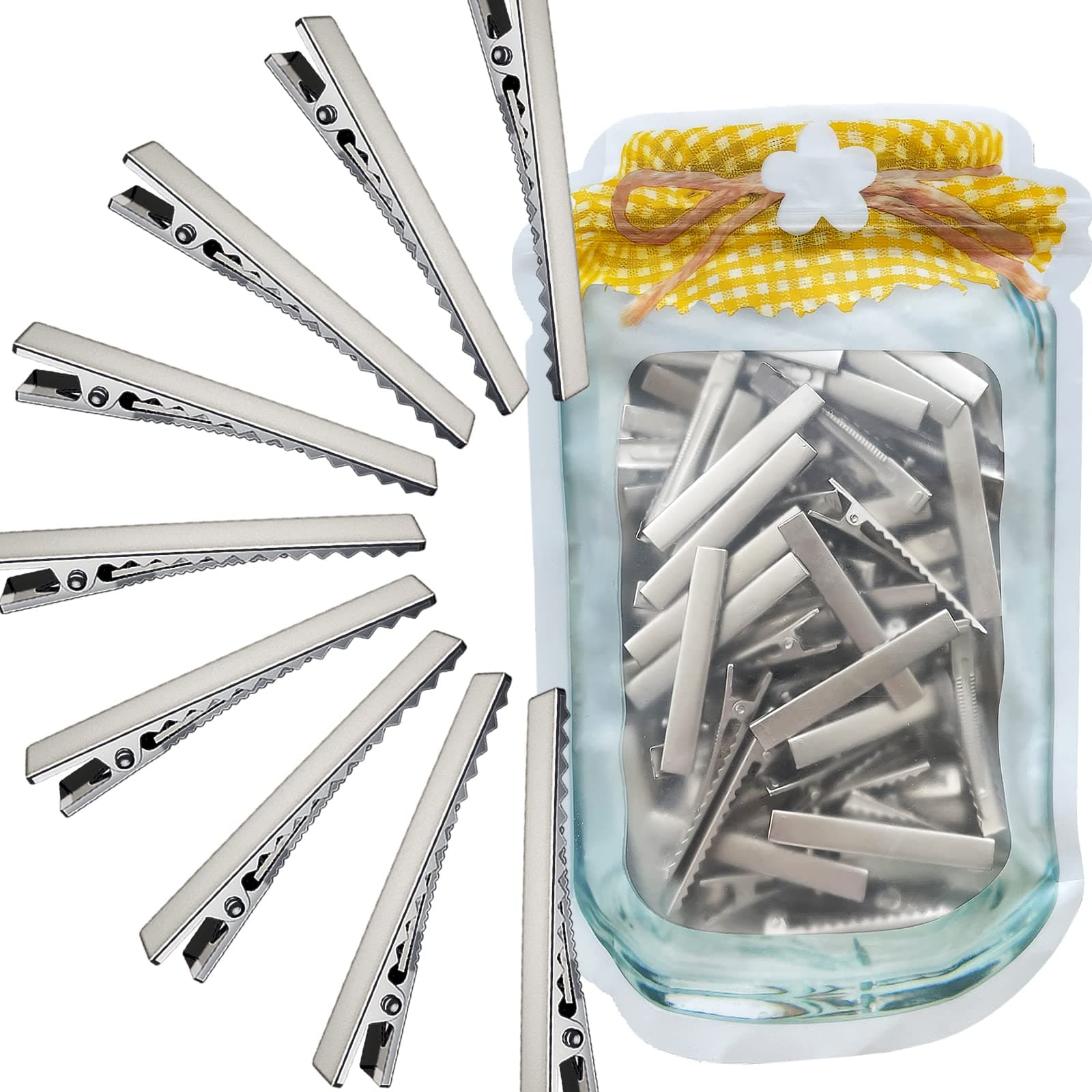 100Pcs Alligator Metal Hair Clips for Bow Making, Large Plain DIY Craft Clips Supplies (5.7cm/2.24)