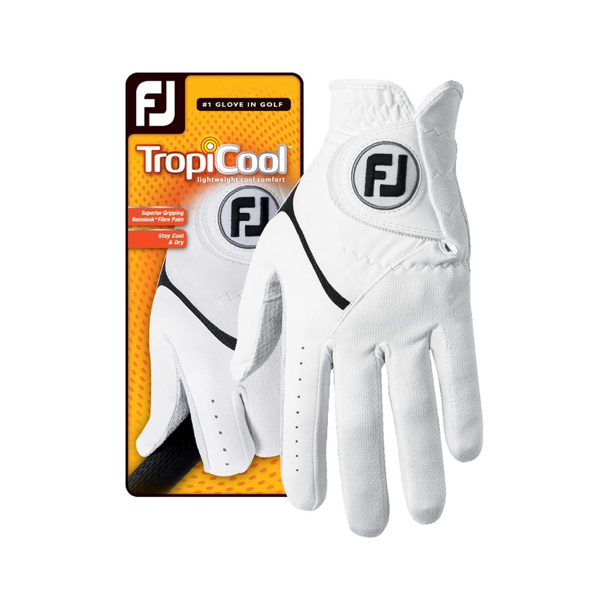 FootJoy Men's Tropicool Gloves, White, Cadet Small, Worn on Left Hand