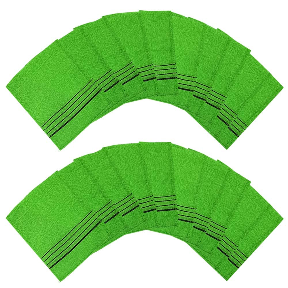 Genuine Korean Exfoliating Scrub Bath Mitten 20pcs -14 cm x 15 cm (5.5 inch x 5.9 inch) Green