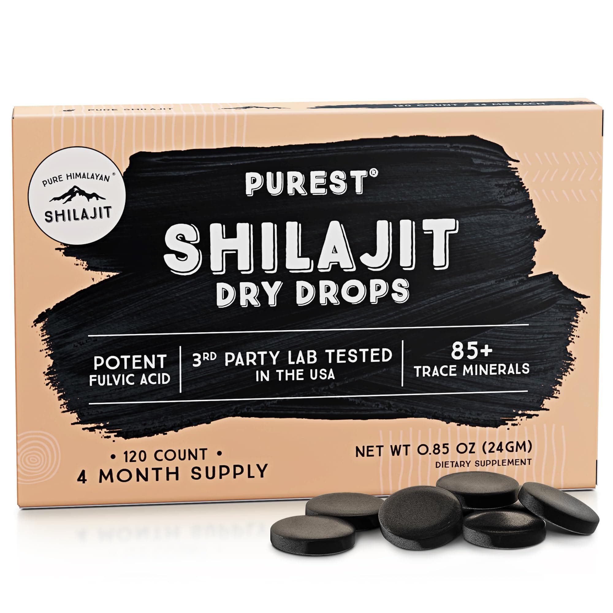 Shilajit Dry Drops from Pure Himalayan Shilajit ® - Original Siberian Shilajit, 100% Pure, Trace Minerals & Fulvic Acid (120 drops) (Pack may vary)