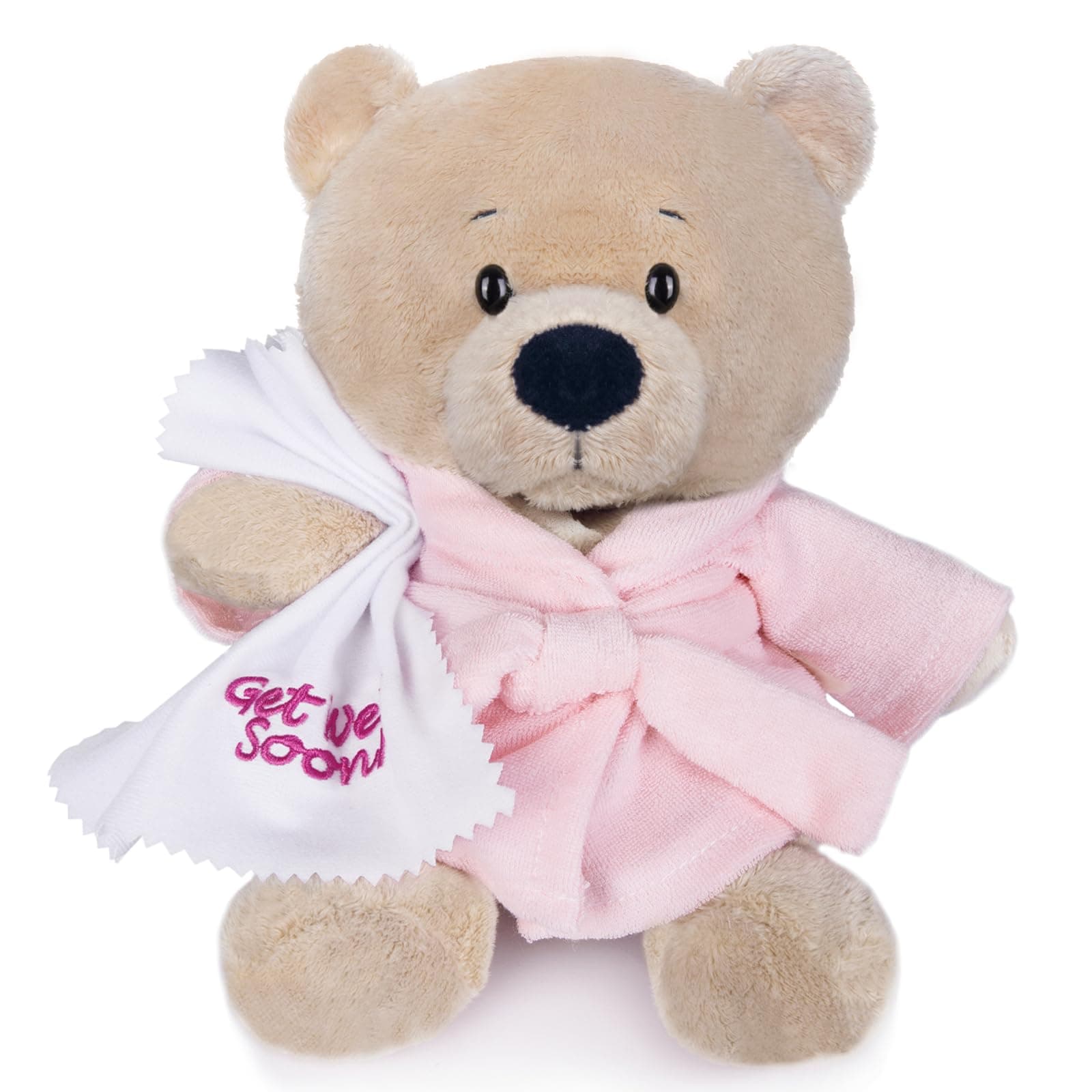 My OLi 9" Teddy Bears Cloth Bear Stuffed Animal Plush Toys Bear Dressed in Bathrobe with Soothing Towel “Get Well Soon” Sleeping Soft Toy Bedtime Gifts for Baby Kids Girls Boys,Pink