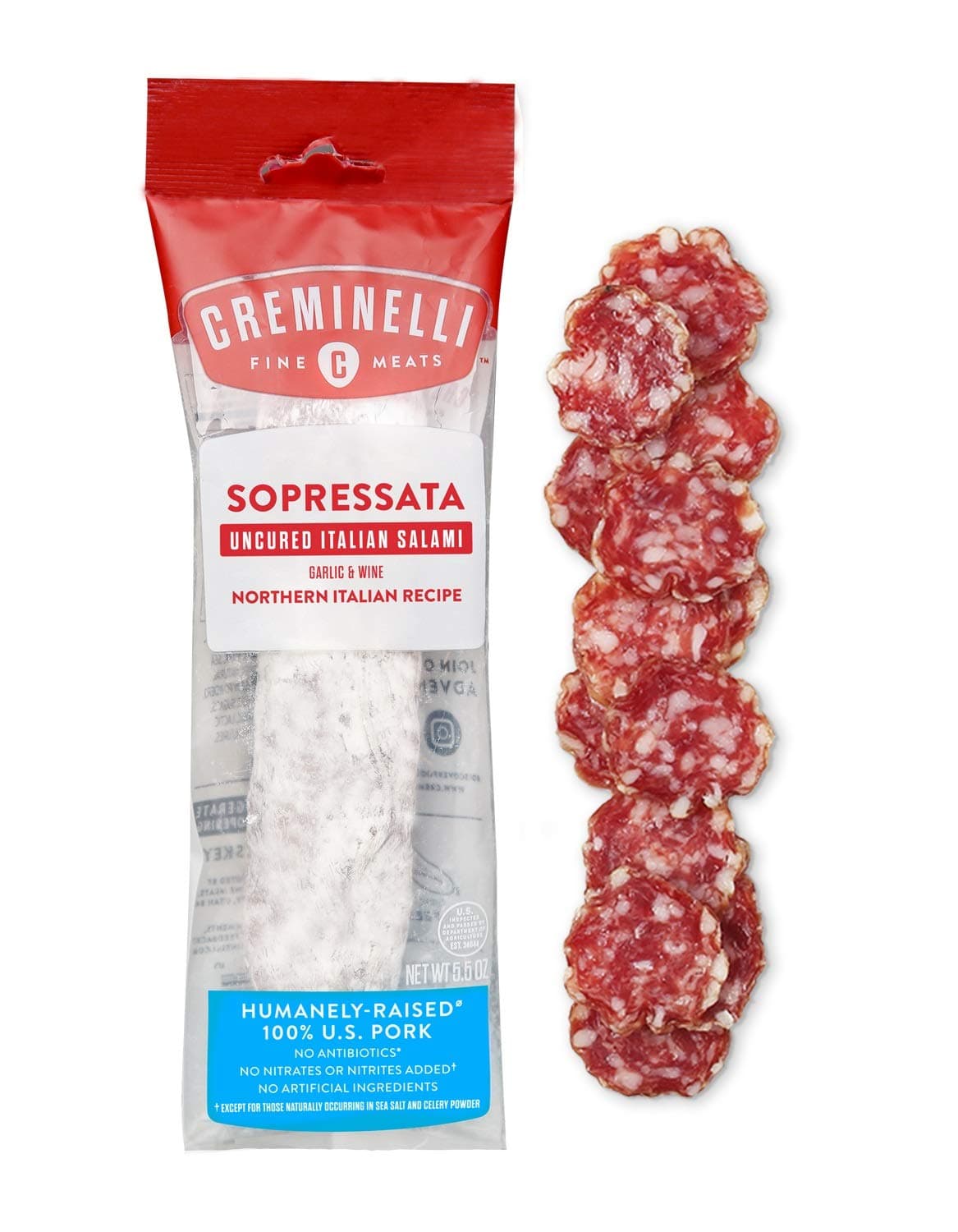 Creminelli - Italian Sopressata Salami, Artisan Handcrafted Fine Meats, Flavored with Garlic and Red Wine, 5.5 Ounce