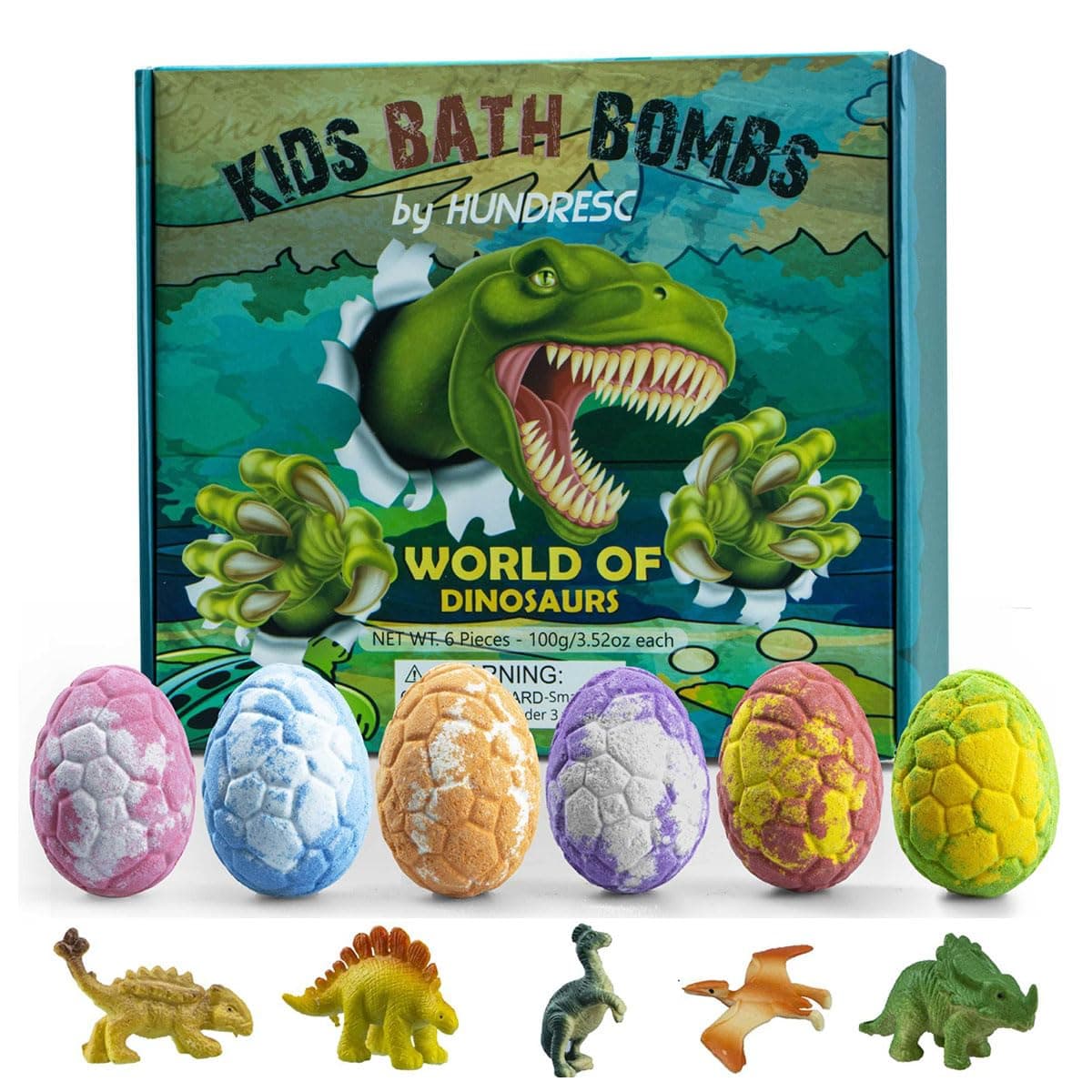 6Pcs Bath Bombs for Kids with Surprise Toys Inside, Dinosaur Bath Bomb Rich in Essential Oil, Gentle Safe Bath Bomb Gifts Set for Birthday Christmas New Year Gifts
