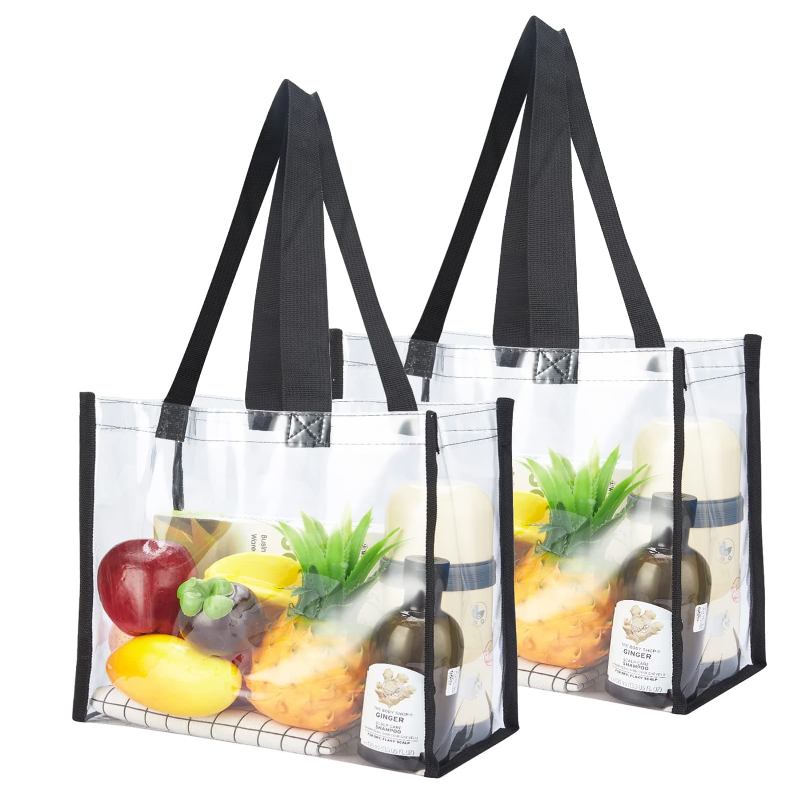 2-Pack Clear Tote Bag Stadium Approved 12x12x6, Transparent See Through Clear Tote Bag for Work, Concerts