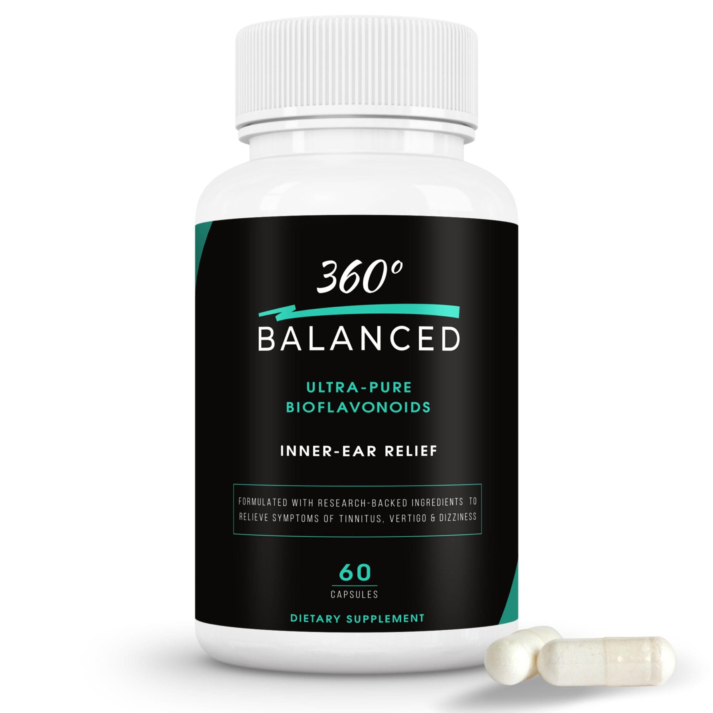Ultra-Pure BIOFLAVONOIDS, Tinnitus, Vertigo and Ringing Ear Relief, Ear Health Vitamins, Bioflavonoids, Ginger, Beet Root, Lemon, Choline, Inositol, Hesperidin - 90 Day Satisfaction Guarantee