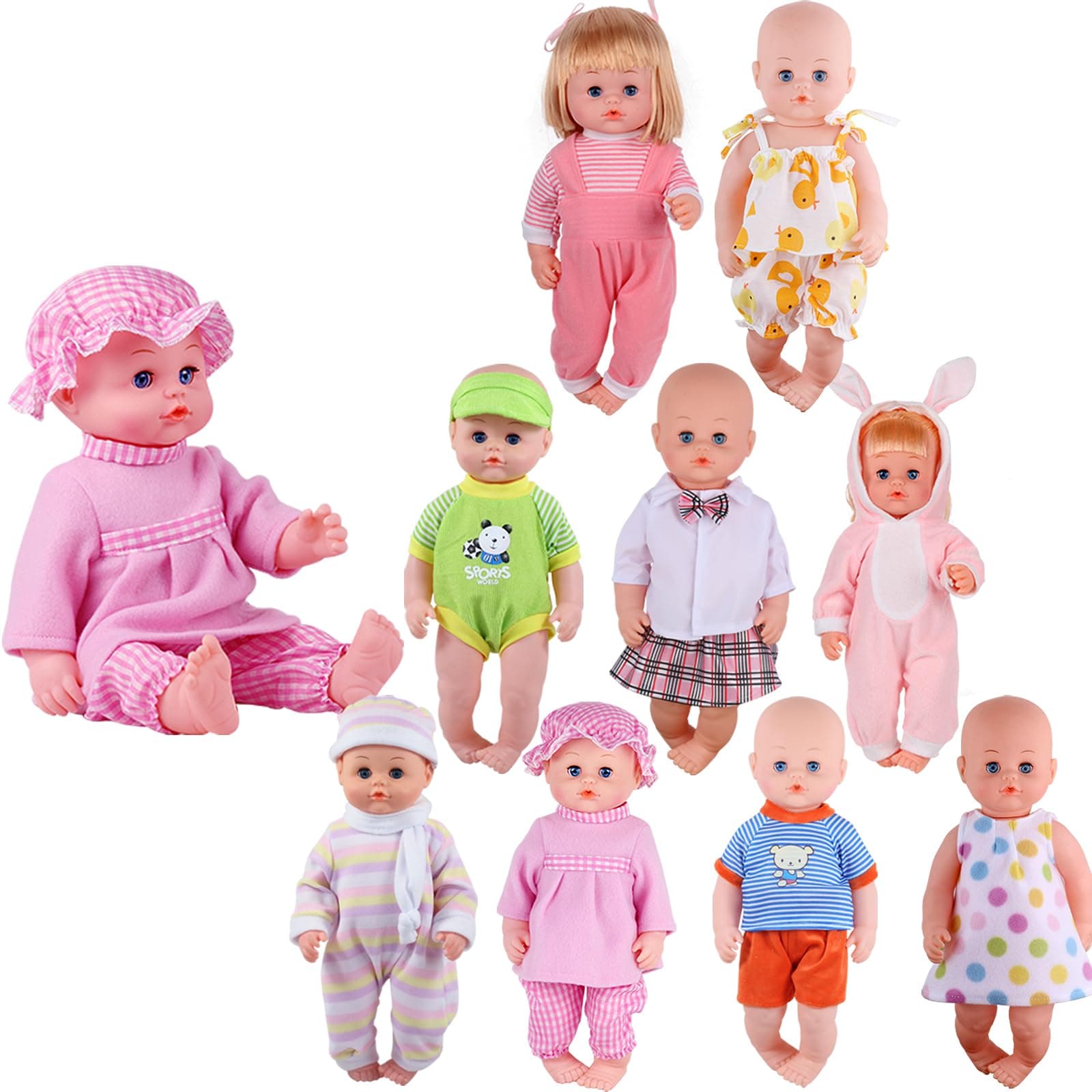 Alive Baby Doll Clothes Accessories, 9 Sets Outfits for 14-15 Inch Alive Baby Doll and 18-inch Doll, Reborn Newborn Doll Clothing Dress, Dolls Not Included