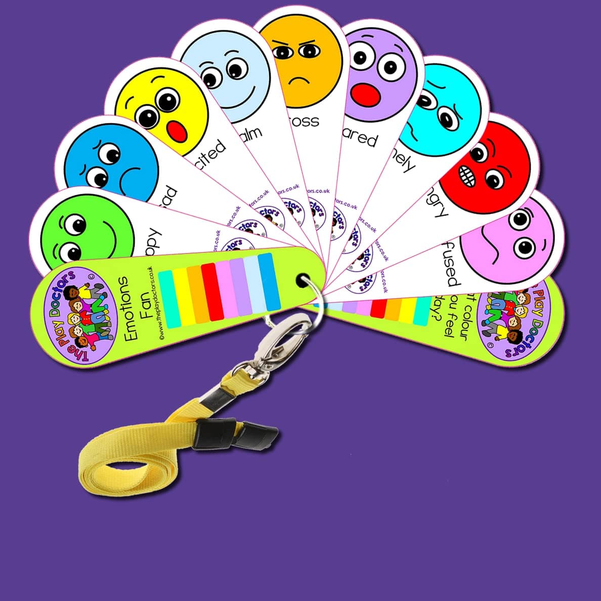 – Emotions Face Feelings Fan Flash Cards on Lanyard – Autism/SEN/Special Needs Learning Aid for Kids Age 3+ – Sensory, Nonverbal & Speech Delay Social Communication Tool