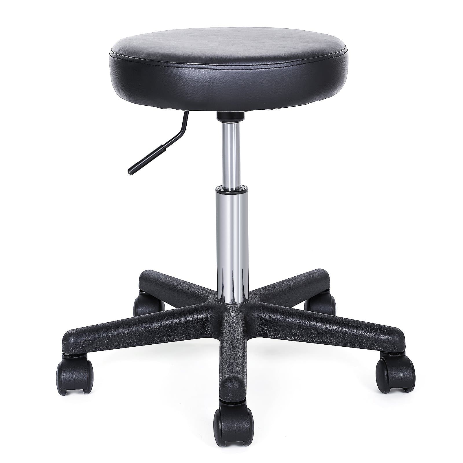SONGMICS 46-58cm Wheeled Swivel Stool with Faux Leather Seat