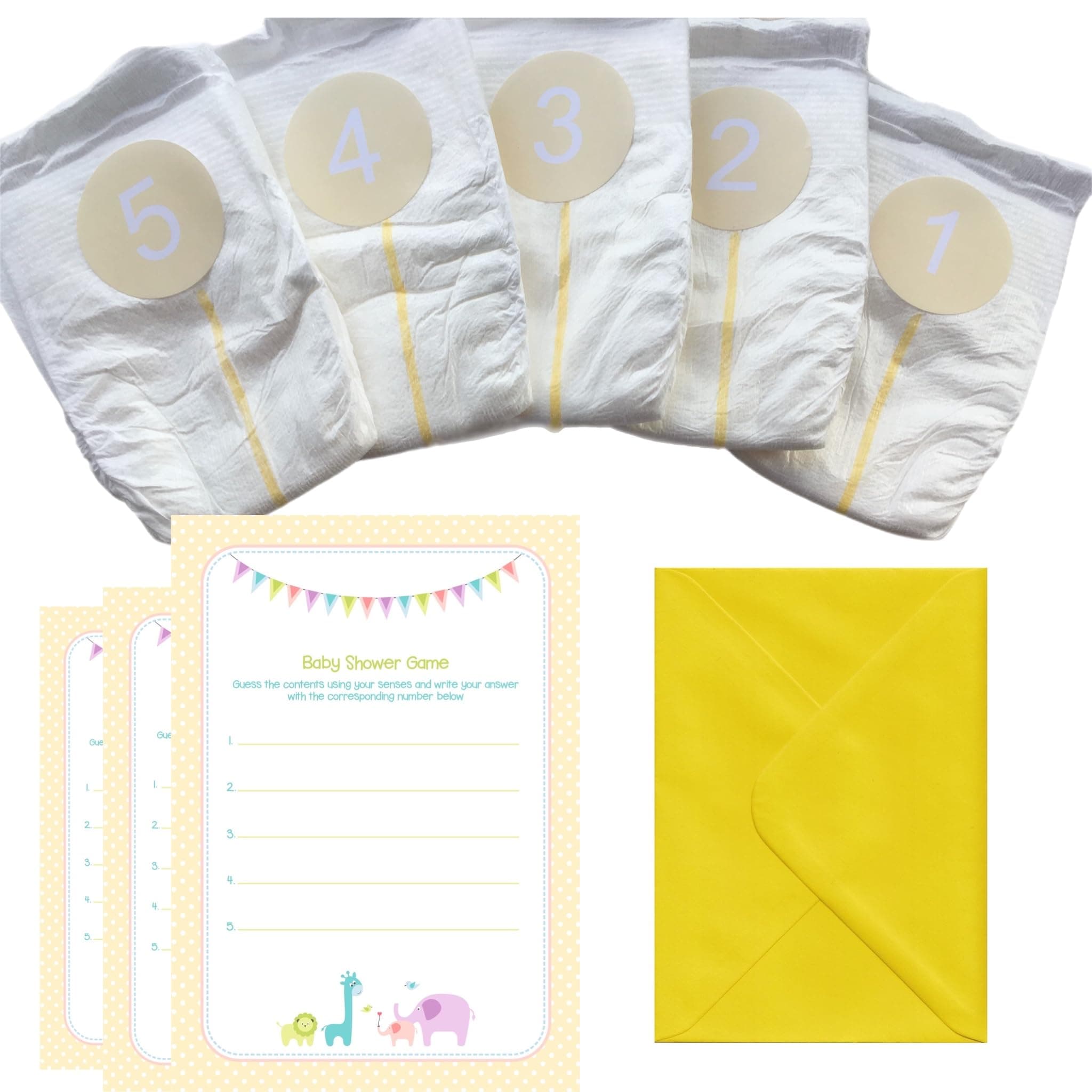 Baby Shower Game - Dirty Nappy Neutral/Unisex/Yelloe (20 Players)