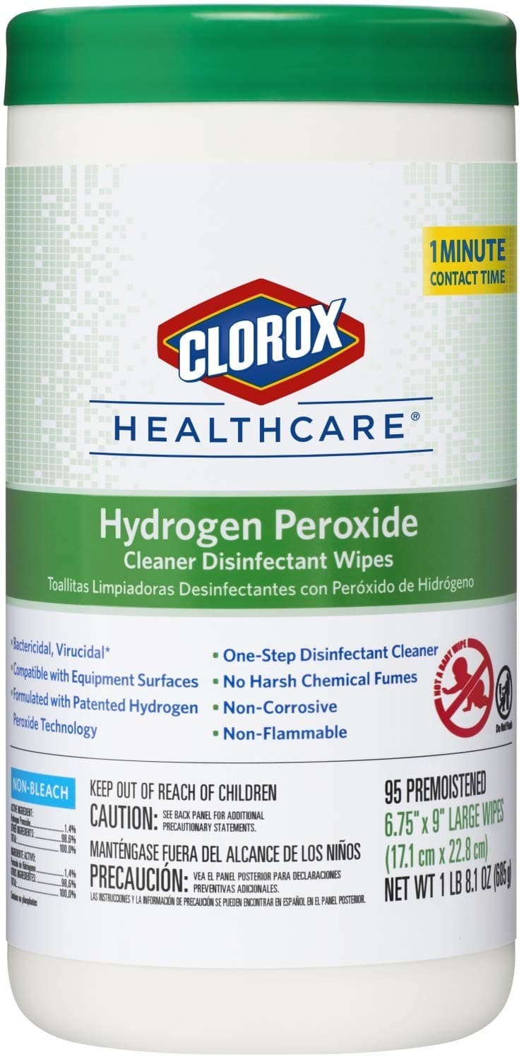 Healthcare Hydrogen Peroxide Cleaner Disinfectant Wipes, 6.75" x 9", 95 Count (Package May Vary)