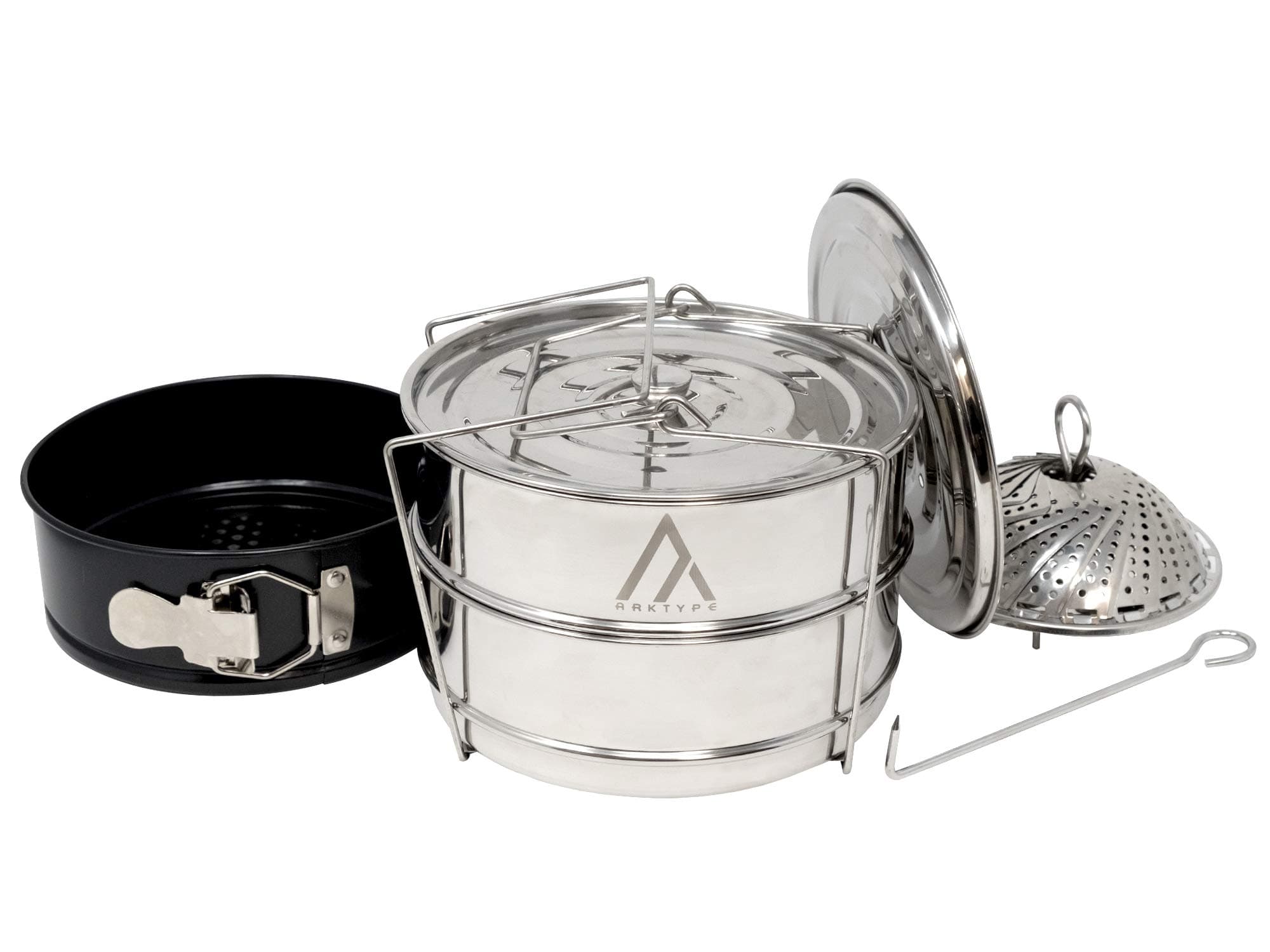 ArkType Stackable Stainless Steel Pressure Cooker Steamer | Non Stick Spring Form Pan | Foldable Steamer | Instant Pot Accessories Bundle