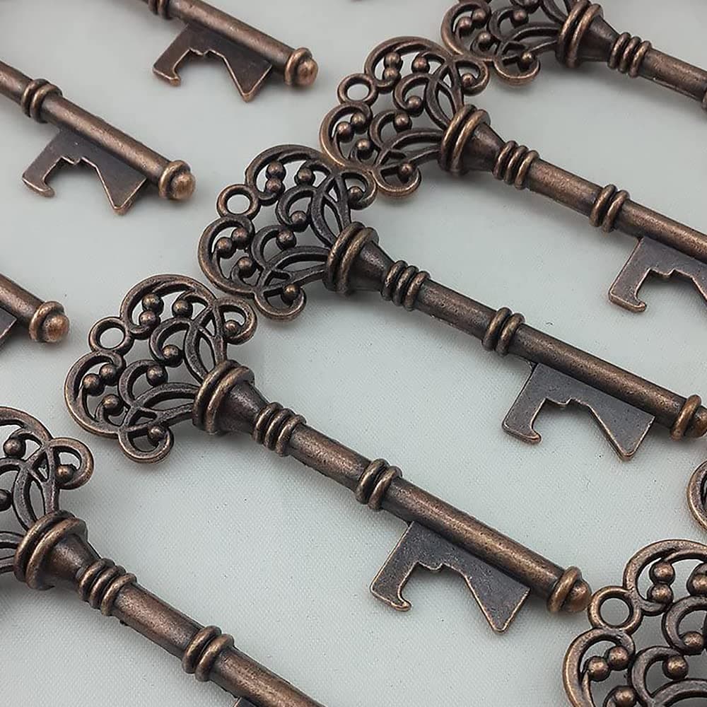 40 PCS Key Bottle Openers,Vintage Skeleton Key Bottle Opener Wedding Party Favor Souvenir Gift Copper Wedding Favors Rustic Decoration