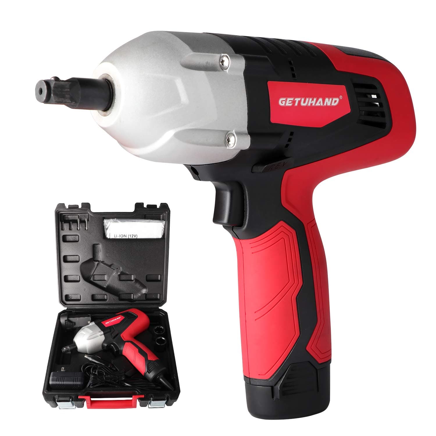 Cordless Impact Wrench Kit, Double Power(Battery-Powered and Corded-Electric), Digital Display,Torque Adjustable, 300 ft-lbs 400 N.M Torque,12Volts&1/2 Inch Portable Car Impact Wrench