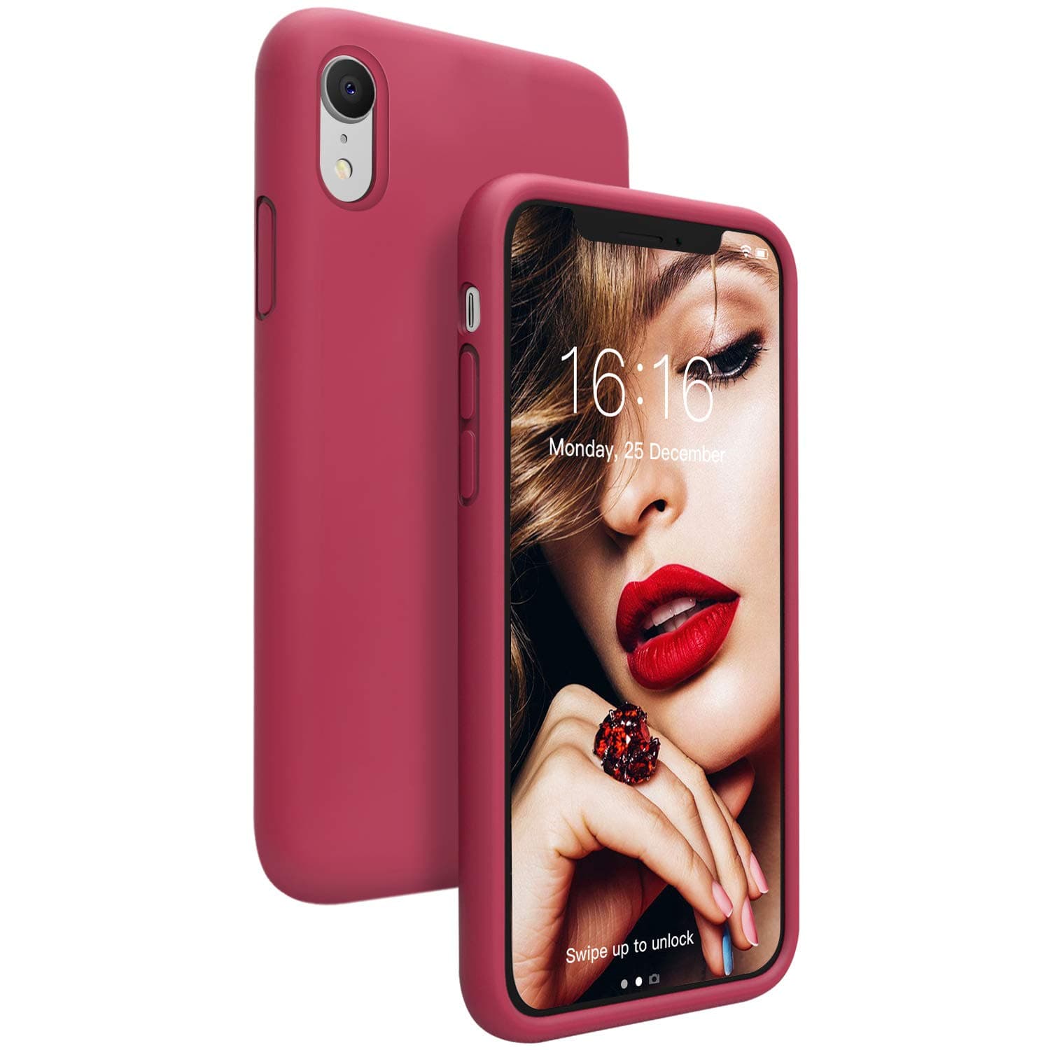 JASBON Case for iPhone XR,Silicone Phone Case Full Protective Phone Replacement 6.1inch Cover for iPhone XR-Rose Red