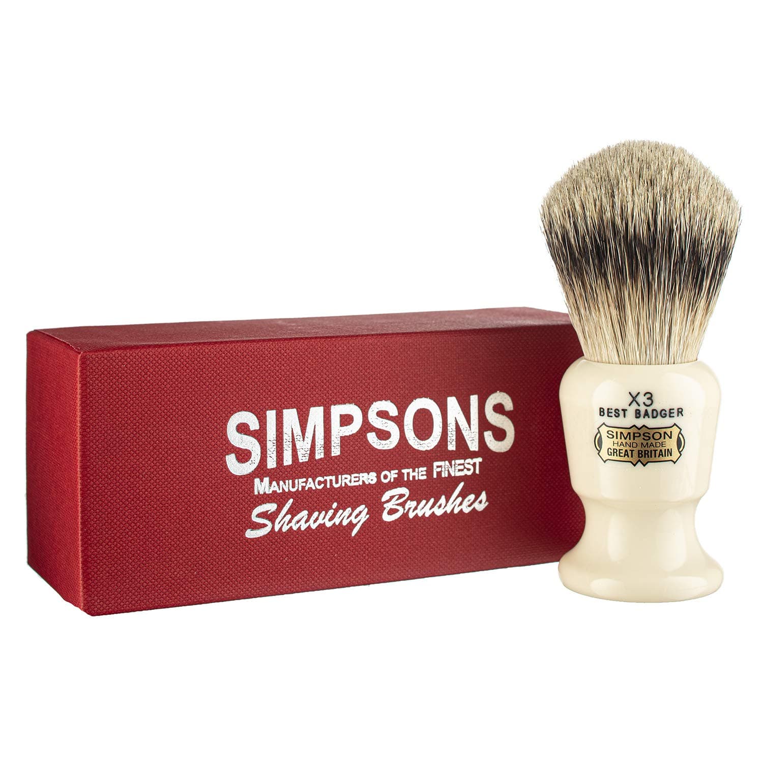 Simpson Shaving Brushes Commodore X3 Best Badger Hair Brush Large - Imitation Ivory
