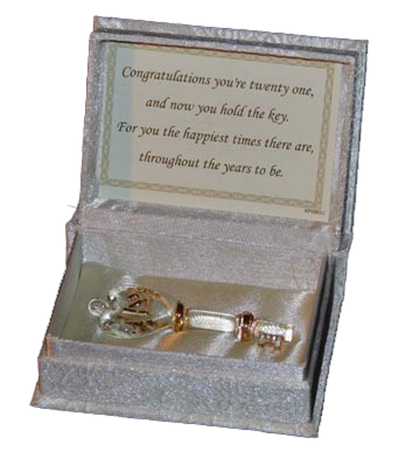Special Occasion 21st Birthday Glass Key Memento Keepsake Gift