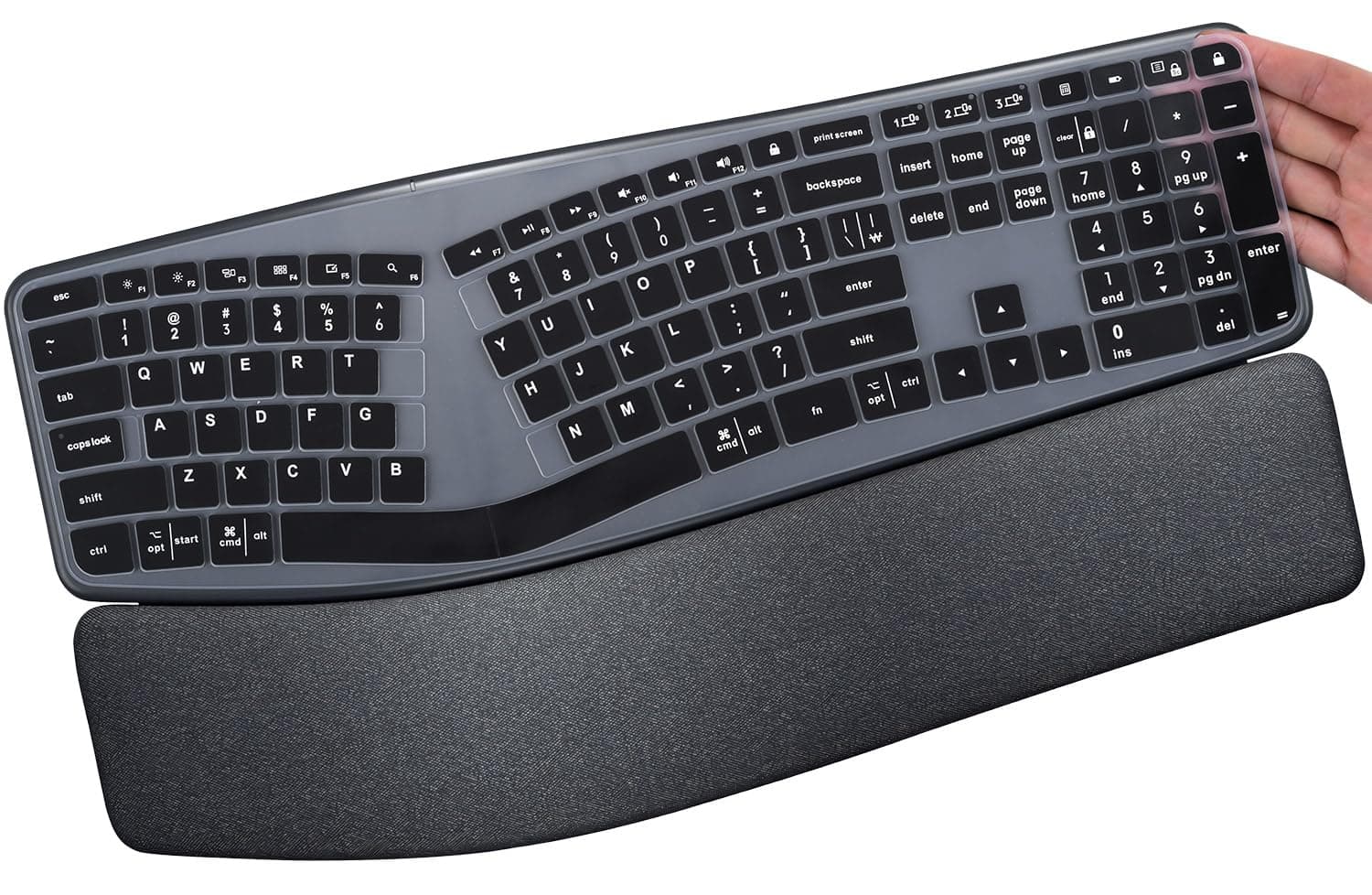 CaseBuy Keyboard Cover Compatible with Logitech Ergo K860 Wireless Ergonomic Keyboard, Logitech K860 Accessories, K860 Keyboard Protector Skin,Black