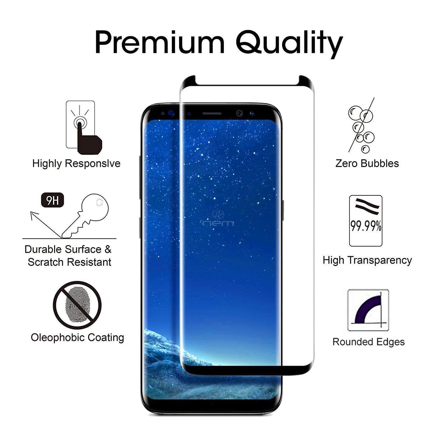 Own Shop Shopure Full Glue Edge-to-Edge Tempered Glass with Installation Kit for Samsung Galaxy S8 Plus (Black)