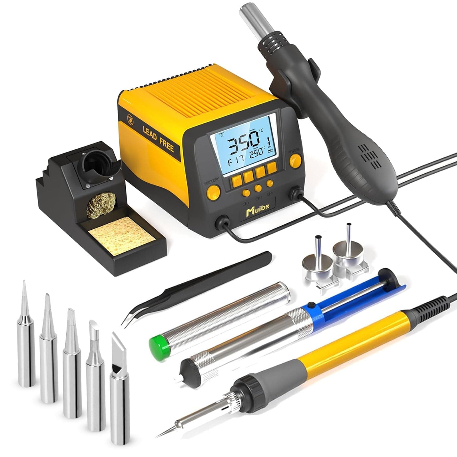 JK882 Soldering Iron Station, 2-in-1 SMD Hot Air Rework and Soldering Station,Featuring Preset Functions, °F/°C Conversion, Sleep Mode,Efficient Rework Station,A Nice Gift for DIY Enthusiasts
