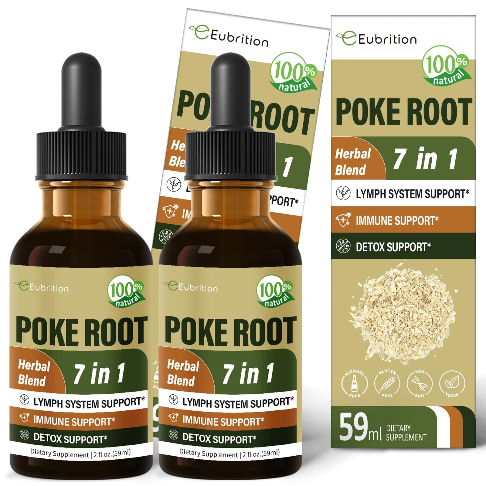 Lymph System Support with Poke Root Drops, Lymphatic Drainage Supplement for Lymphedema, 7 in 1 Formula with Goldenseal Extract for Immune Support, Dandelion for Detox & Cleanse. 4oz