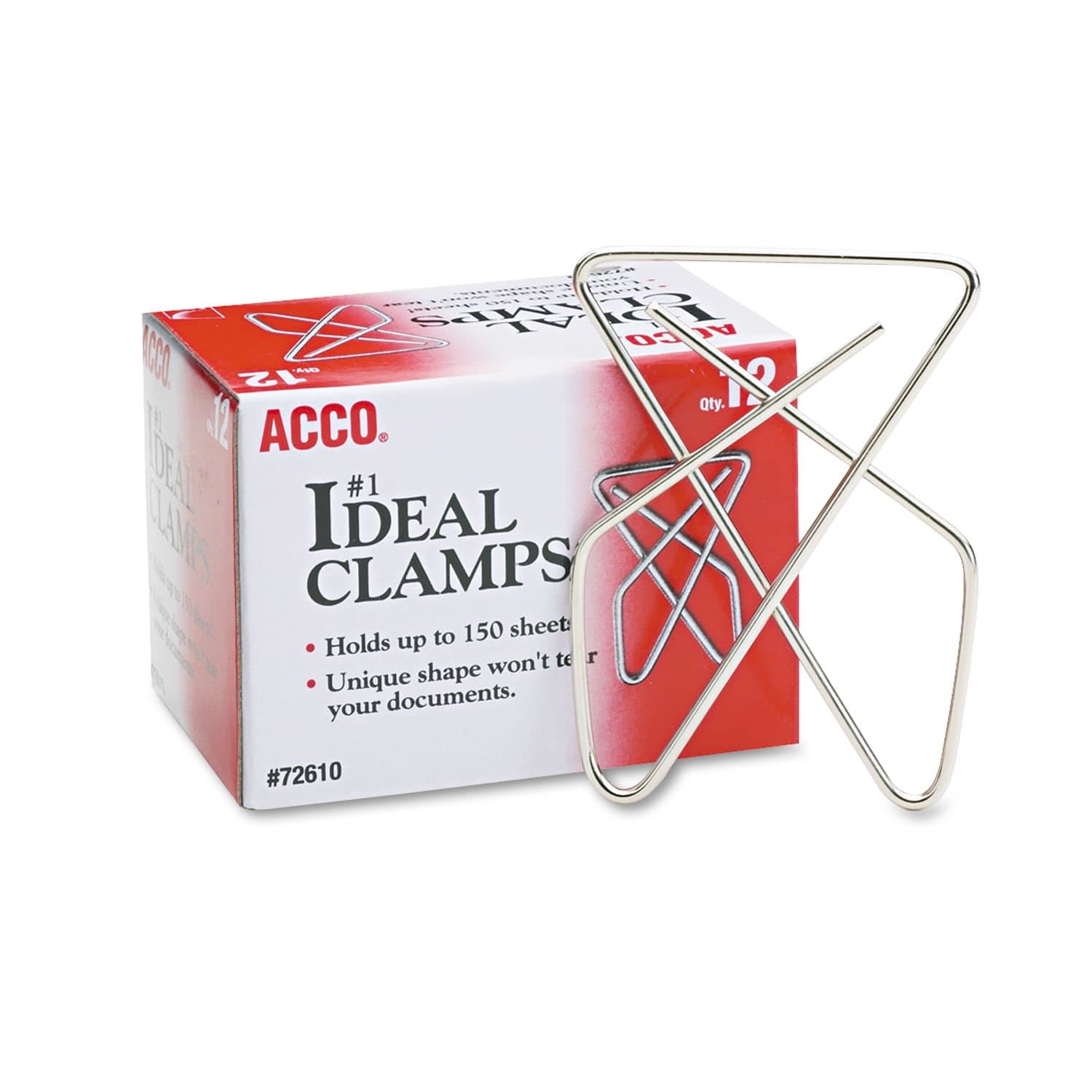 ACCO Ideal Paper Clamp (Butterfly Clamp), Smooth Finish, No.1 Size (Large), 12/Box (A7072610) by ACCO Brands