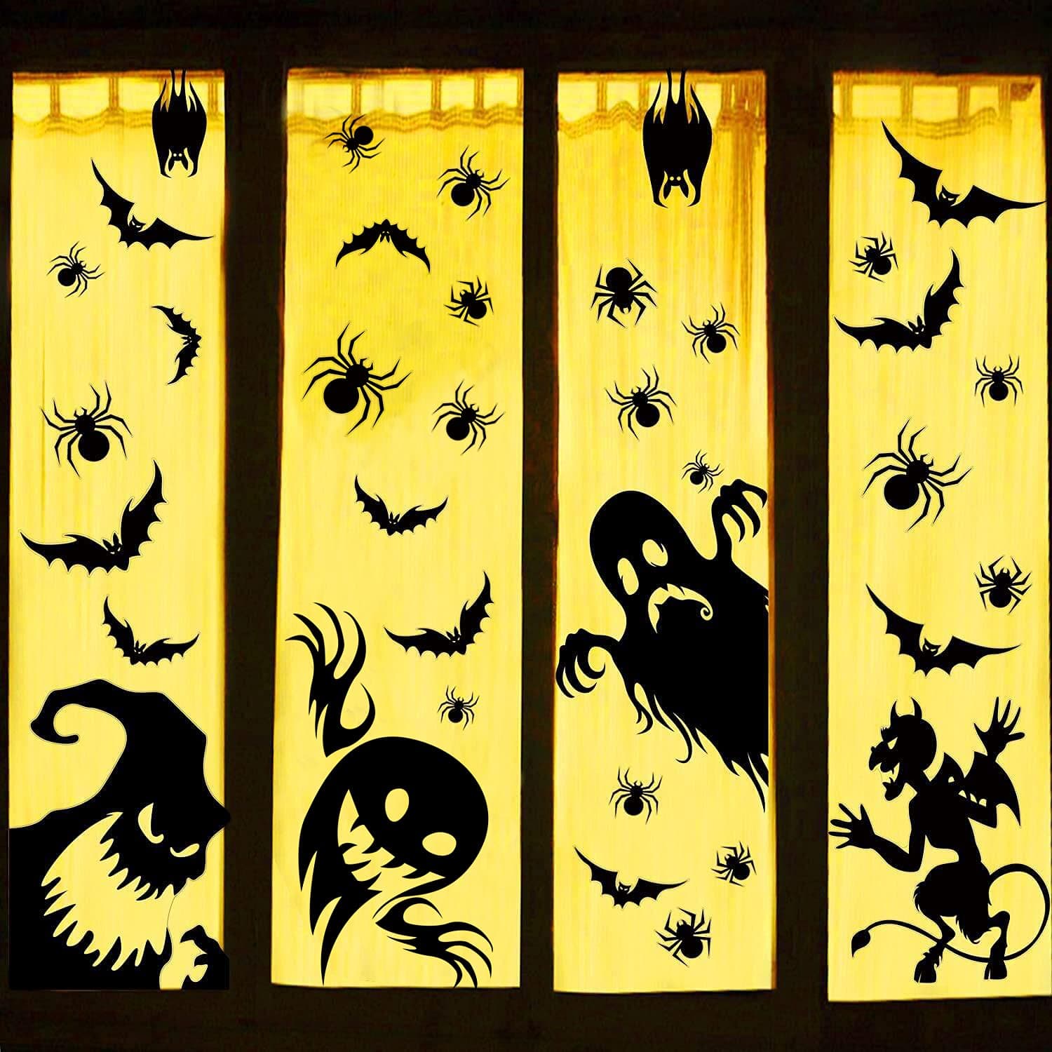 DERAYEE 28 PCS Halloween Window Clings, Black Giant Novelty Monster Ghost Window Stickers Decals for Halloween Decoration