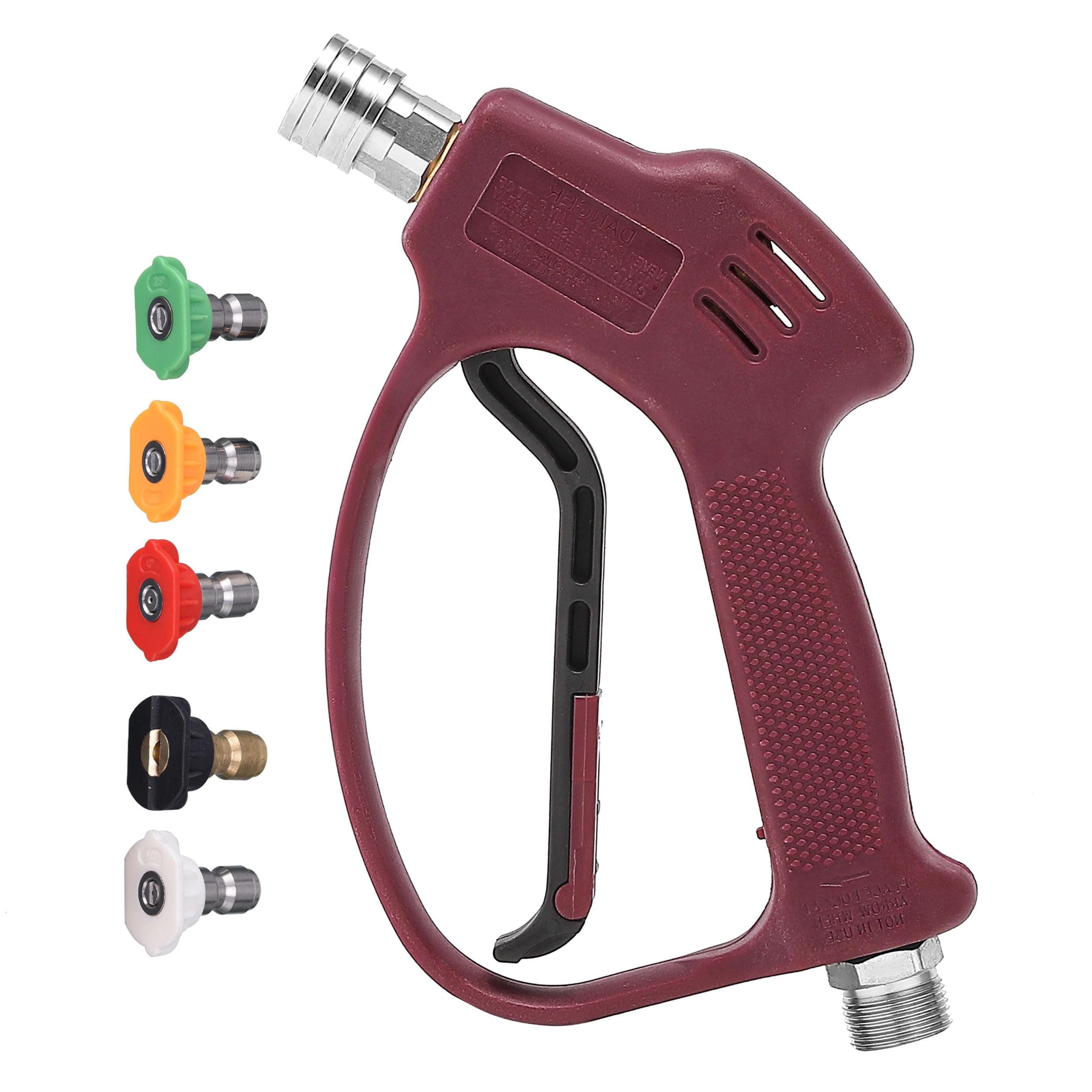 M MINGLE Short Pressure Washer Gun for Hot and Cold Water, High Replacement, 5 Spray Nozzle Tips, M22 Thread, 3600 PSI