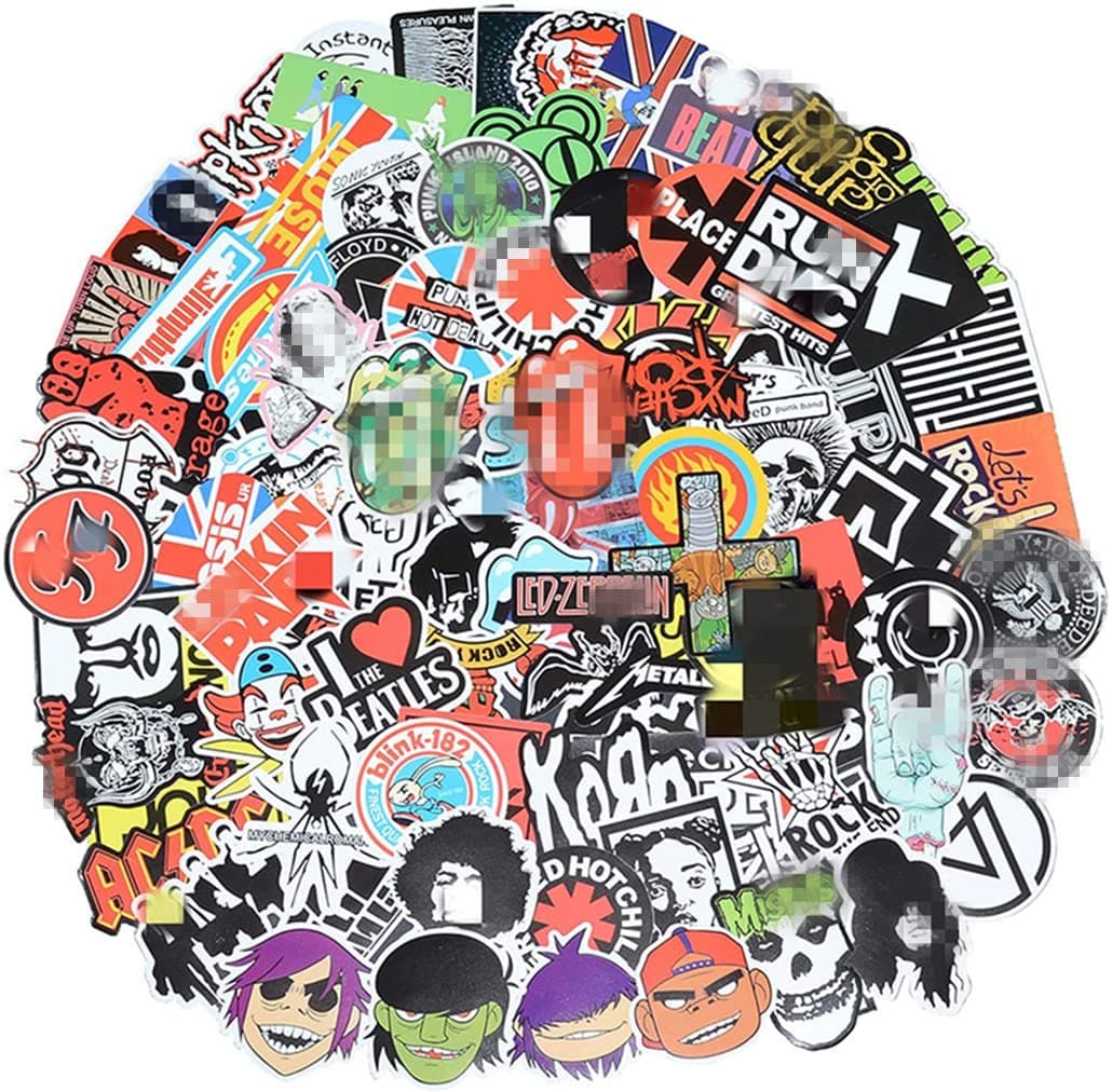 Band Stickers 98 Pcs Rock and Roll Music Stickers, Vinyl Waterproof Stickers for Personalize Laptop, Electronic Organ, Guitar, Piano, Helmet, Skateboard, Luggage Graffiti Decals