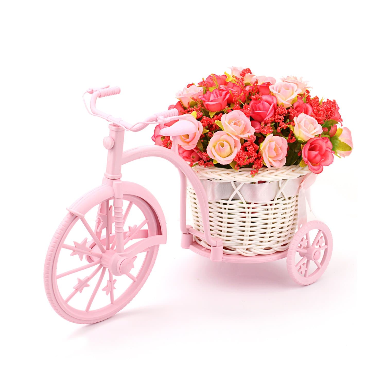 Louis Garden Nostalgic Bicycle Artificial Flower Decor Plant Stand (Red)