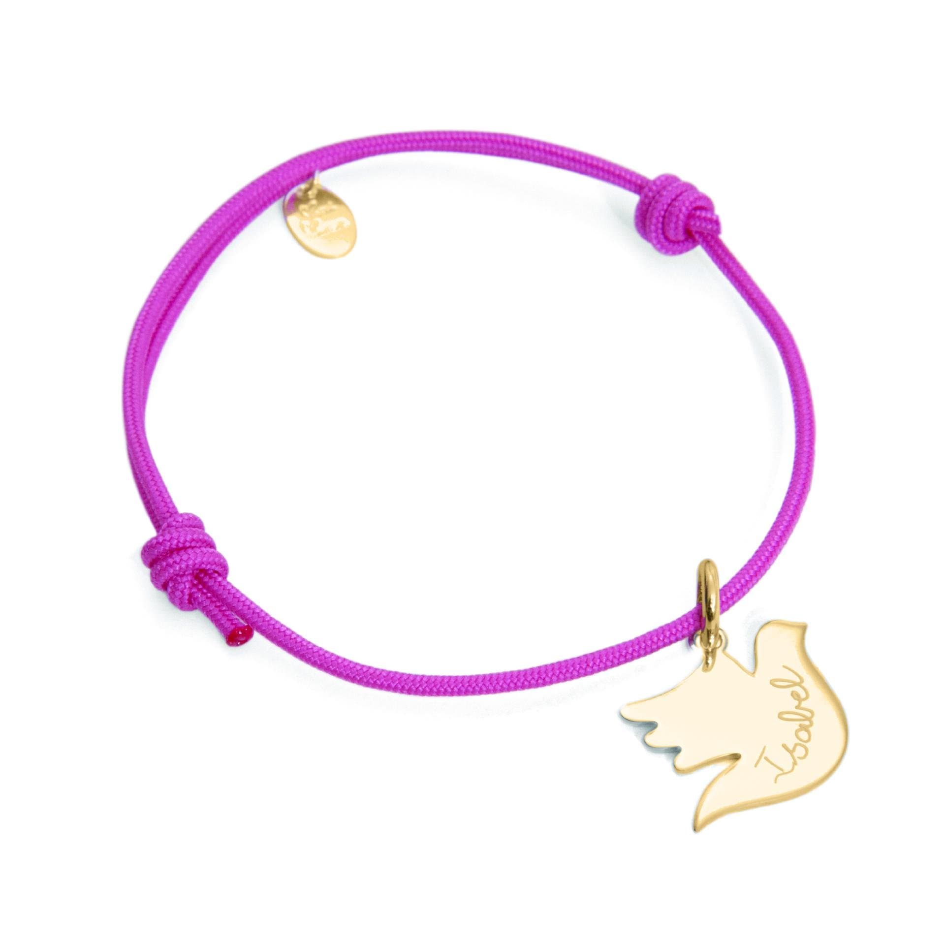 India Personalised NAME Bracelet with Gold Plated Dove of Peace