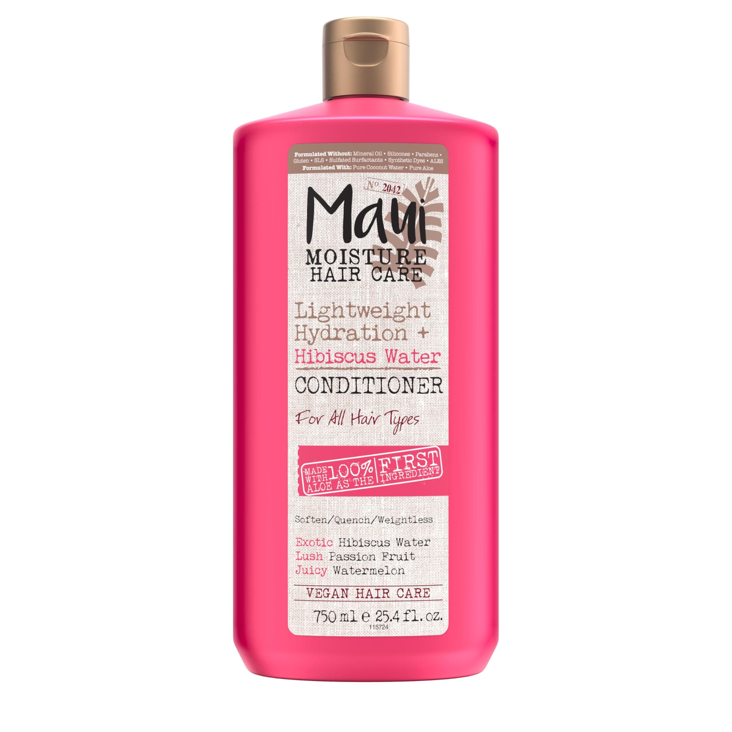 Maui Moisture Lightweight Hydration + Hibiscus Water Conditioner, Nourishing Conditioner Softens & Quenches Wavy & Curly Hair with Aloe Vera, Vegan & Silicone-Free, 25.4 fl. oz