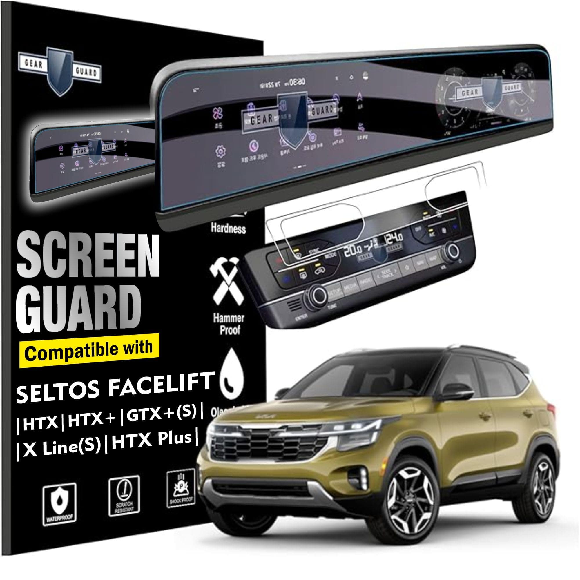 RGY Screen Guard For KIA SELTOS FACELIFT FULL SCREEN - Clear (Kia Seltos Facelift + AC Ven)