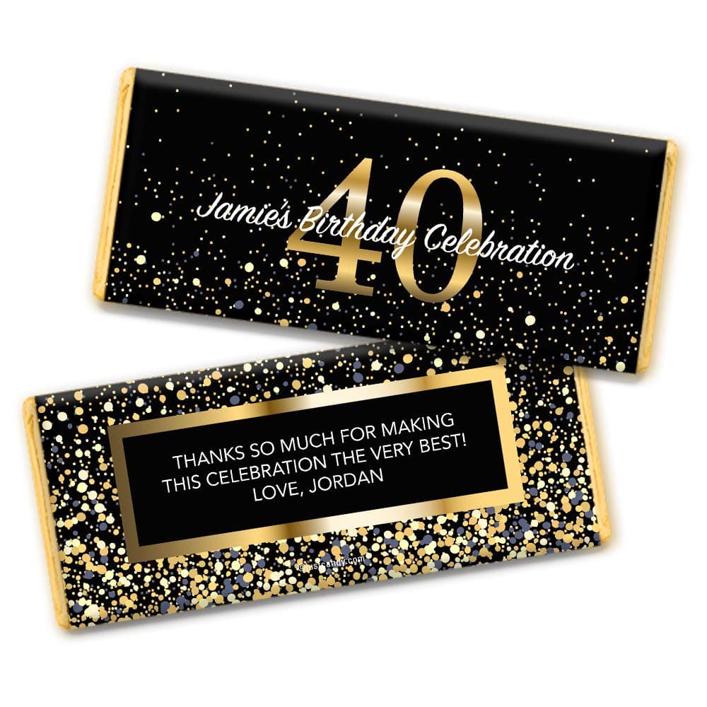 Milestone 40th Birthday Favors Personalized Chocolate Bar Wrappers (25 Count)
