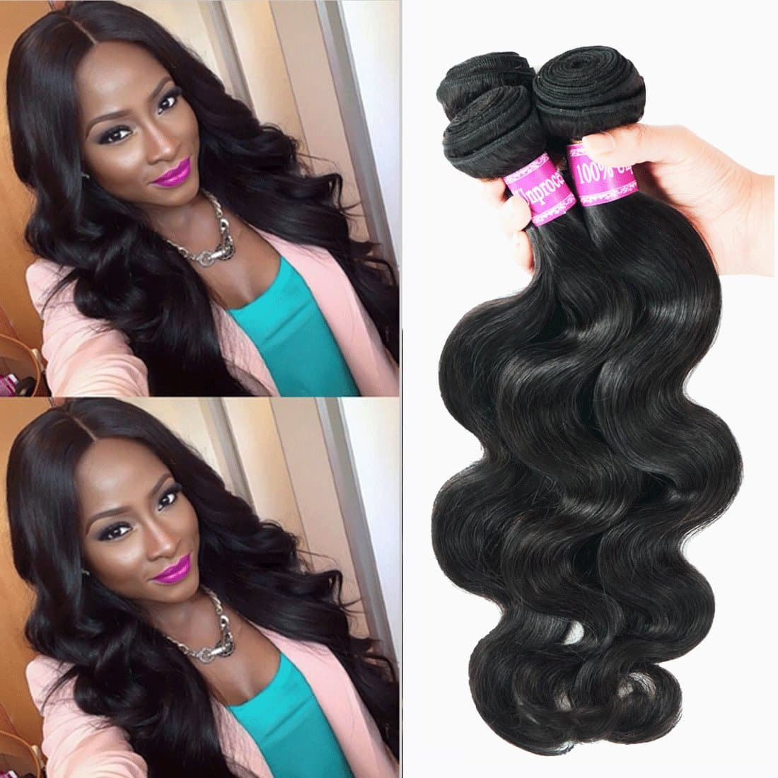 Brazilian Virgin Hair Body Wave 3 Bundles Weave 100% Unprocessed Remy Human Hair Extensions
