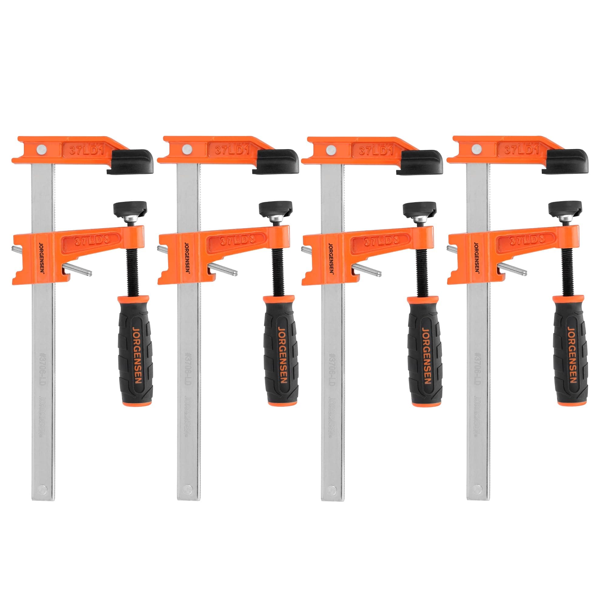 JORGENSEN 15.2 cm Bar Clamp Set, 4 Pack Steel F Clamp Light Duty, 136 kg Load Limited, for Woodworking, Metalworking, DIY