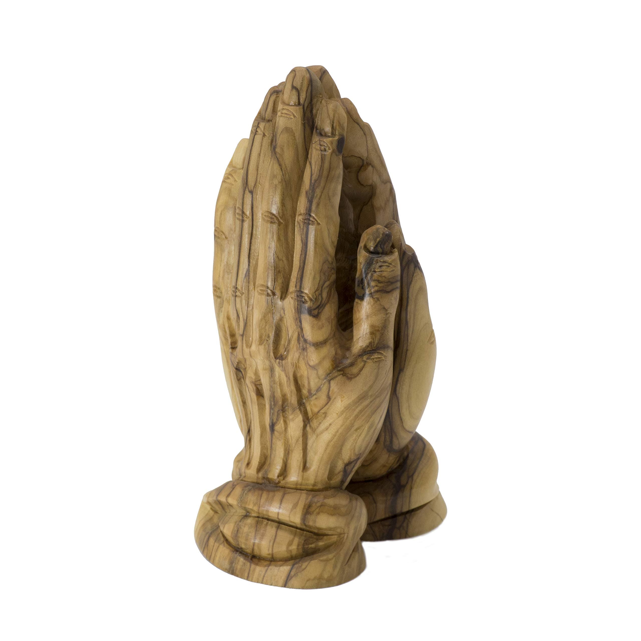 Olive Wood Praying Hands from Bethlehem with a Certificate Made in The Holy Land (6.5'')
