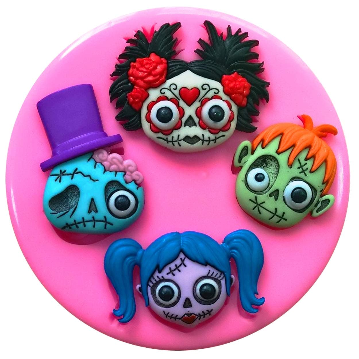 Halloween Zombies Mexican Skull Goth Emo Punk Silicone Mould Mold for Cake Decorating Cake Cupcake Toppers Icing Sugarcraft Tool by Fairie Blessings