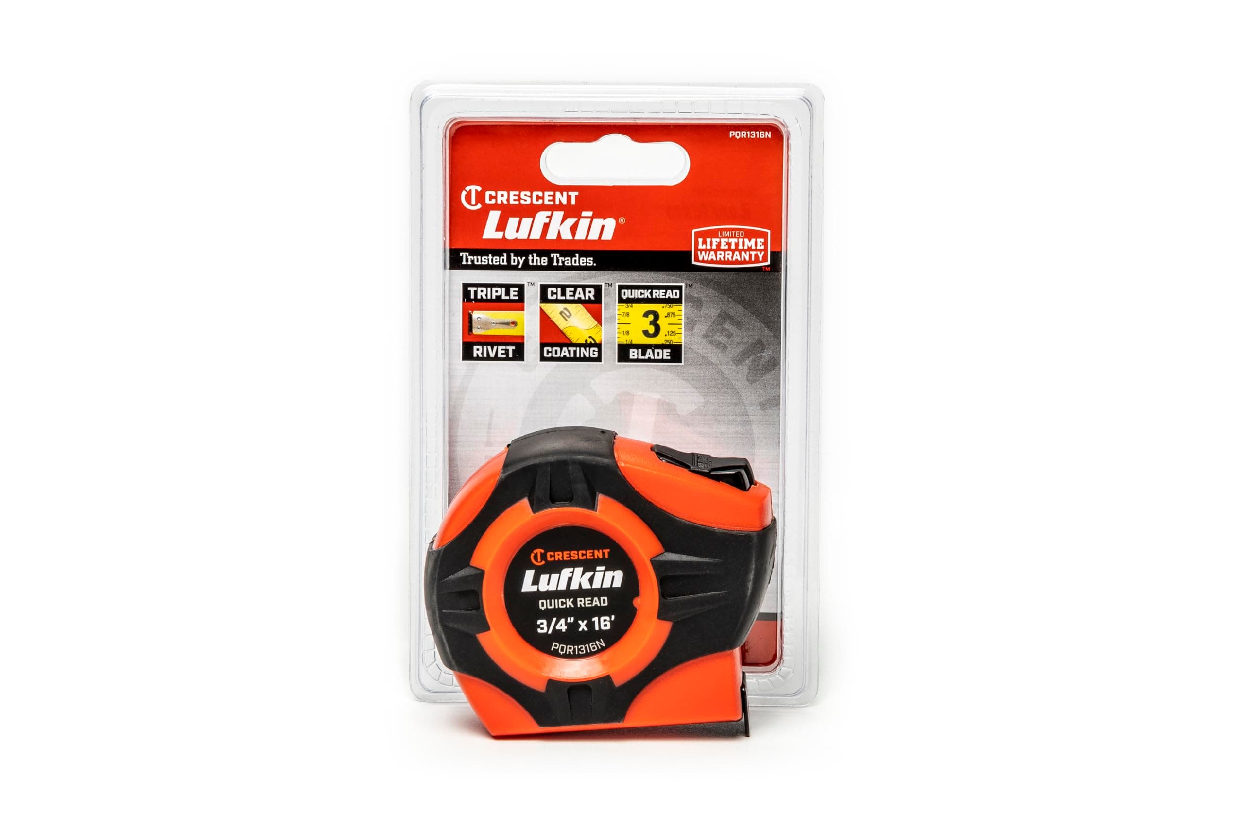 Crescent Lufkin 3/4" x 16' Quikread® Power Return Yellow Clad Tape Measure - PQR1316N