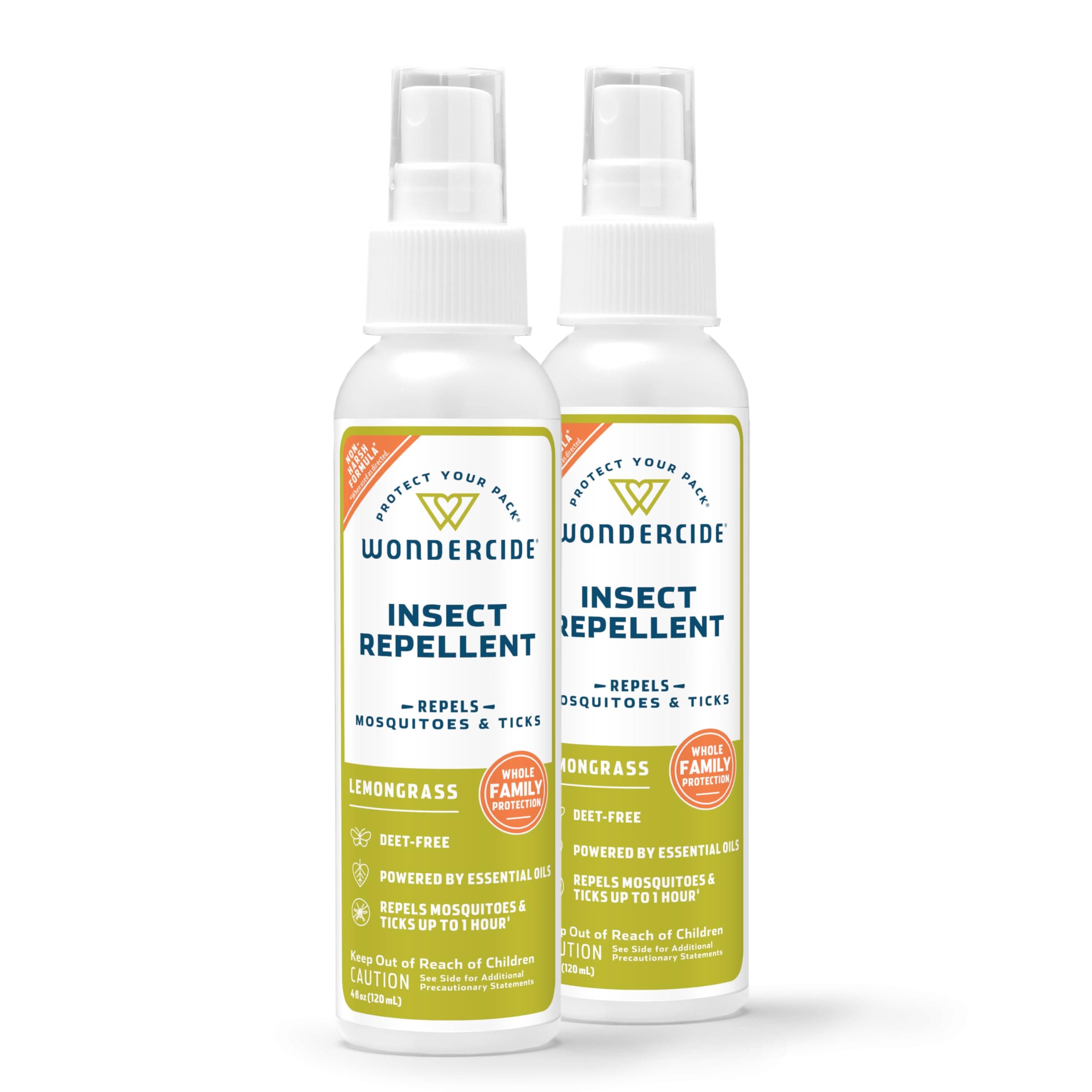 Wondercide - Mosquito, Tick, and Insect Repellent with Natural Essential Oils - DEET-Free Bug Spray and Killer - Safe for Family - Lemongrass 2-Pack of 4 oz Bottle