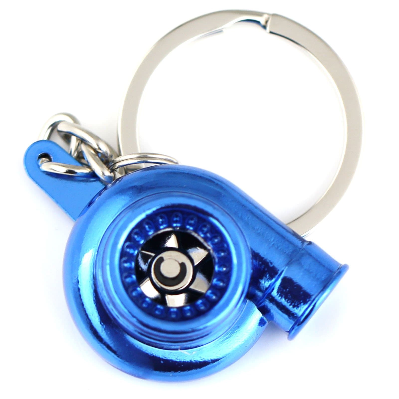 maycom® Creative Spinning New Turbo Turbocharger Keychain Key Chain Ring Keyring Keyfob (Anodized Blue)