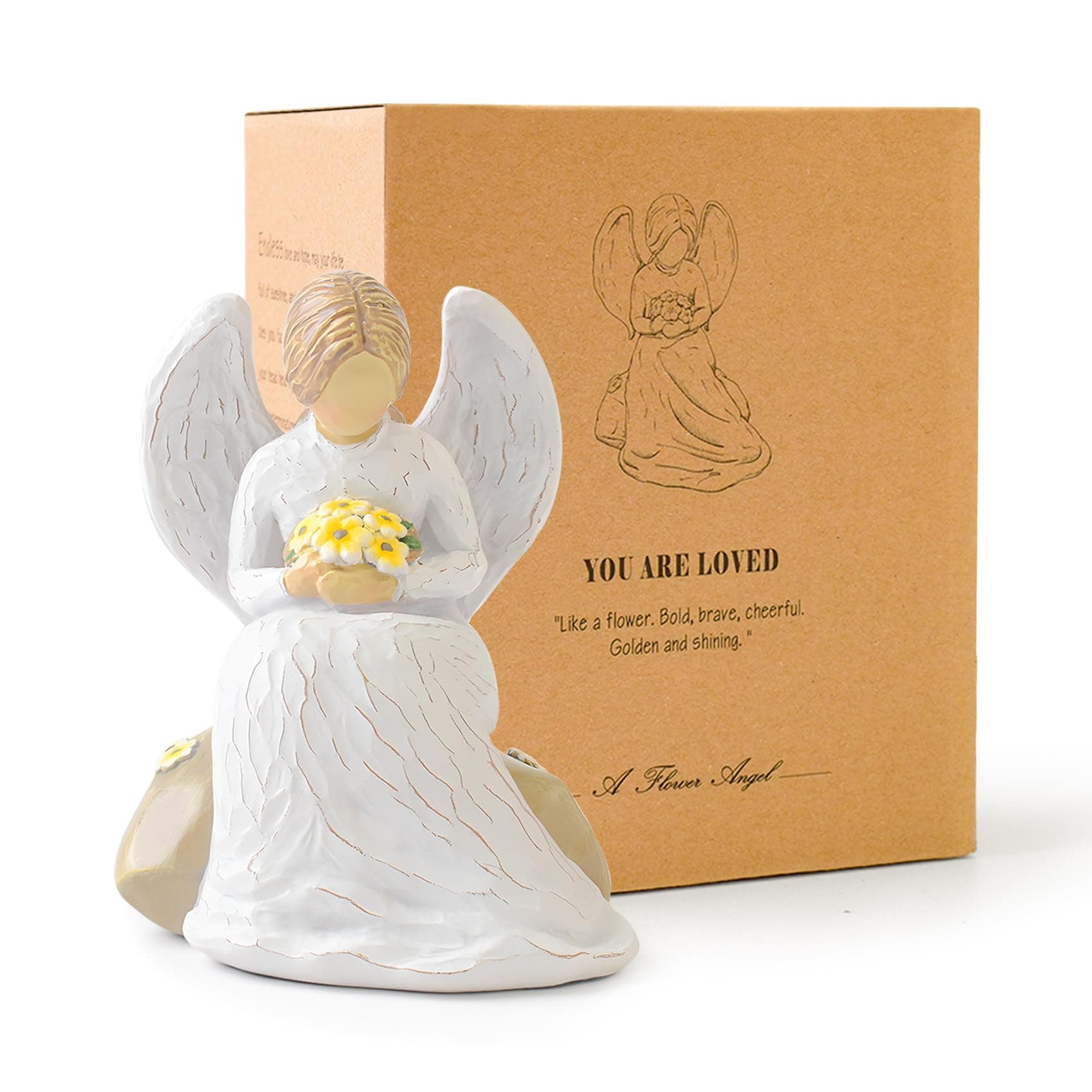 Guardian Angel Statues and Figurines, Praying Angel Figurines for Women, Resin Angeles Decorativos Hand-Painted Collectible Sculpture, Ornaments Mom Birthday Gifts