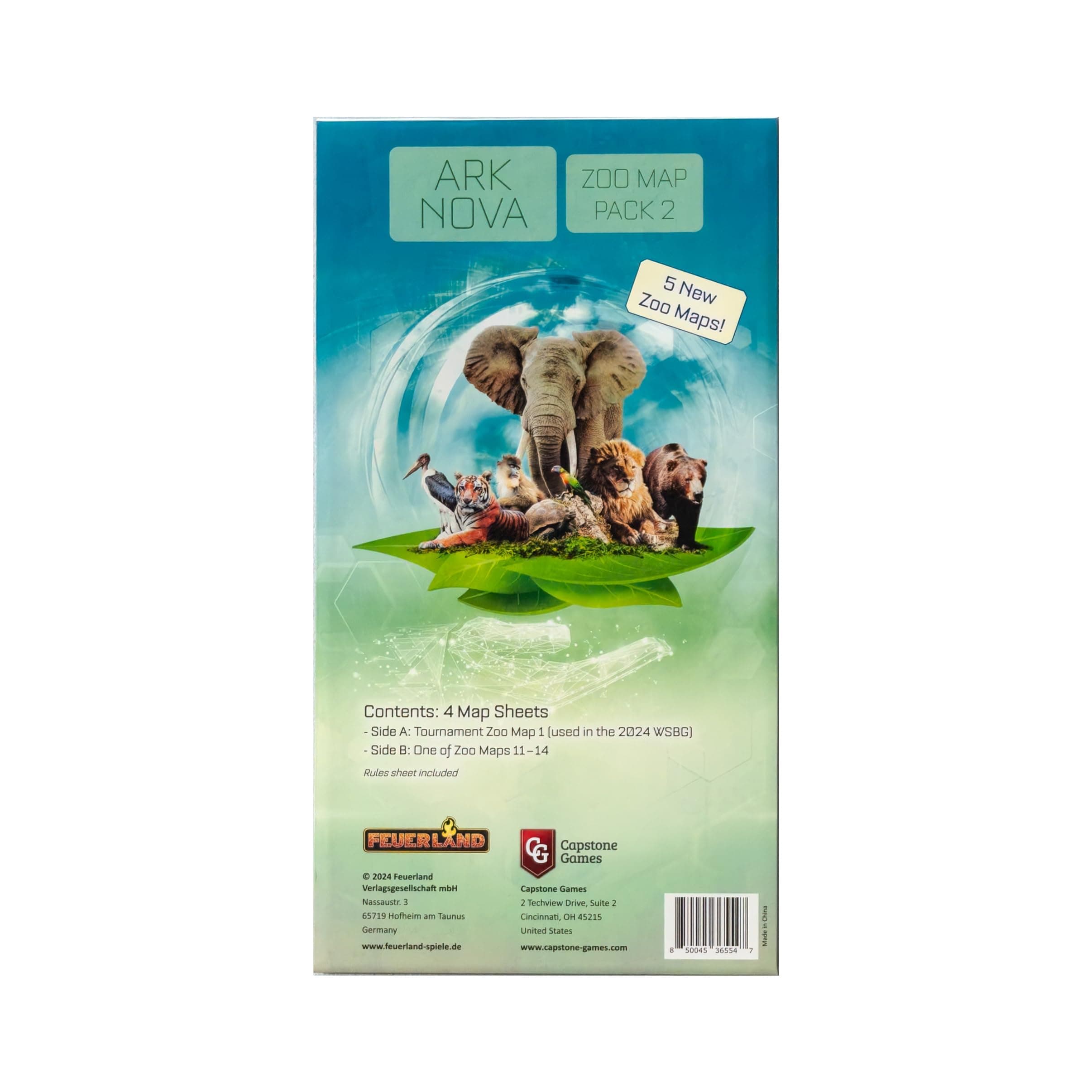 Capstone Games Ark Nova Zoo Map Pack 2 Strategy Board Game Expansion for 1–4 Players with Five Distinct Zoo Maps, Enhanced Gameplay, Strategic Variety, and Replayable Sessions | Ages 15+ | 60–90 Min