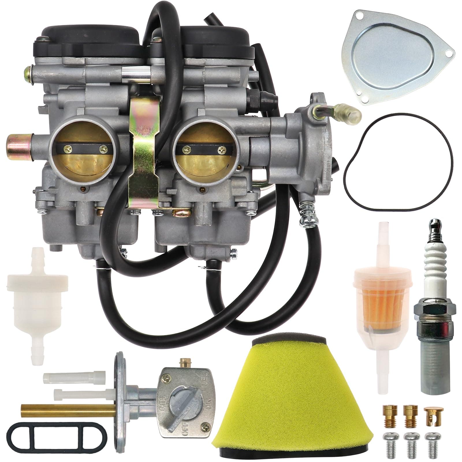 YFM660 Carburetor For 2001-2005 Yamaha Raptor 660 660R YFM660 YFM660 660R Carb with Air Filter Foam and Fuel Valve Petcock Raptor Replace #5LP-14900-00-00 5LP-14900-20-00 5LP-14900-30-00