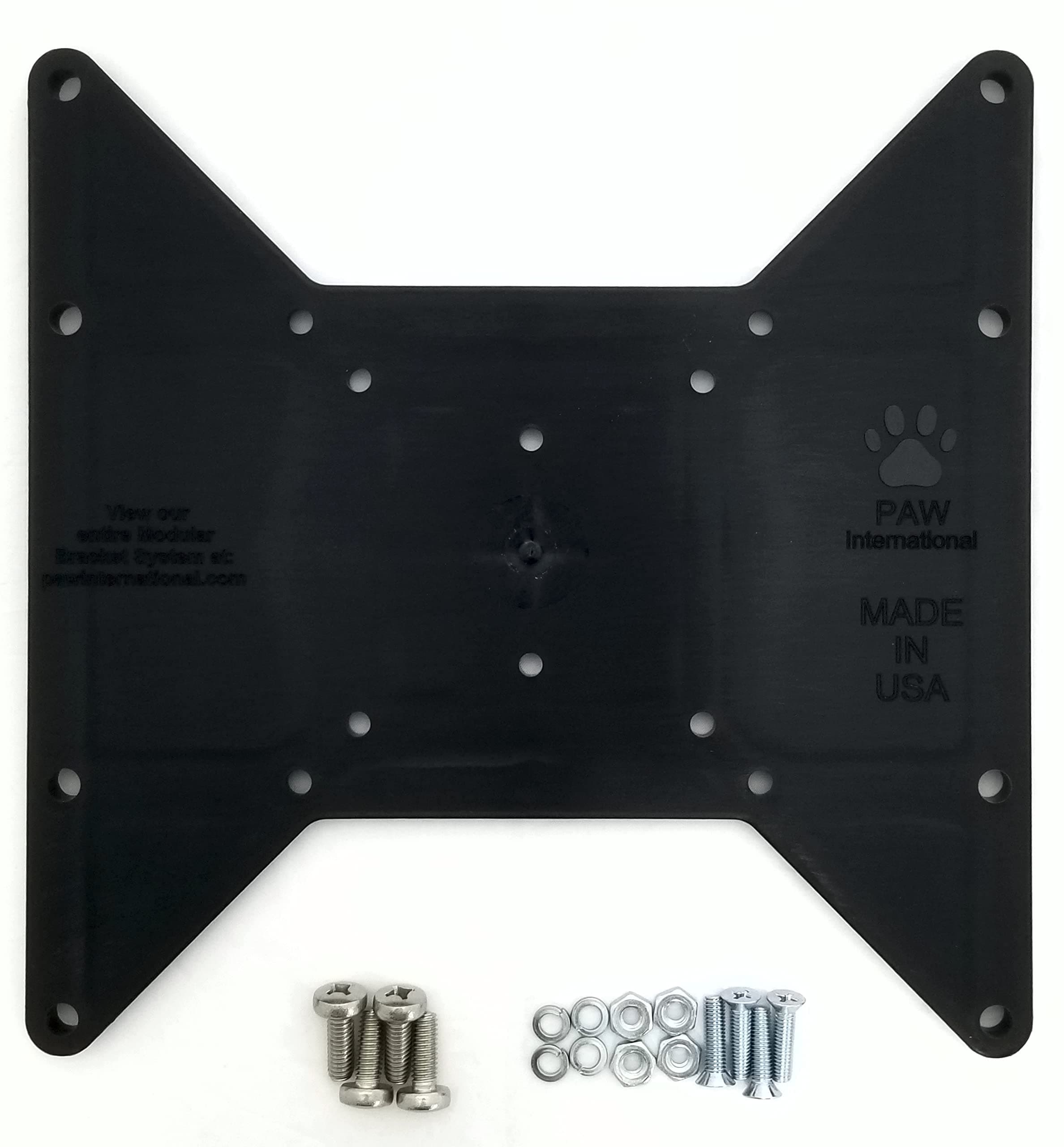 PAWInternational Polymer VESA Adapter Bracket Plate for TV or Monitor Mount | Includes 75x75, 100x100, 200x100 (Vertical or Horizontal), and 200x200 Patterns | Includes Hardware and 6mm TV Screws